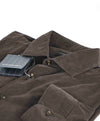 $650 ERMENEGILDO ZEGNA - Brown Corduroy Button Down Shirt - M