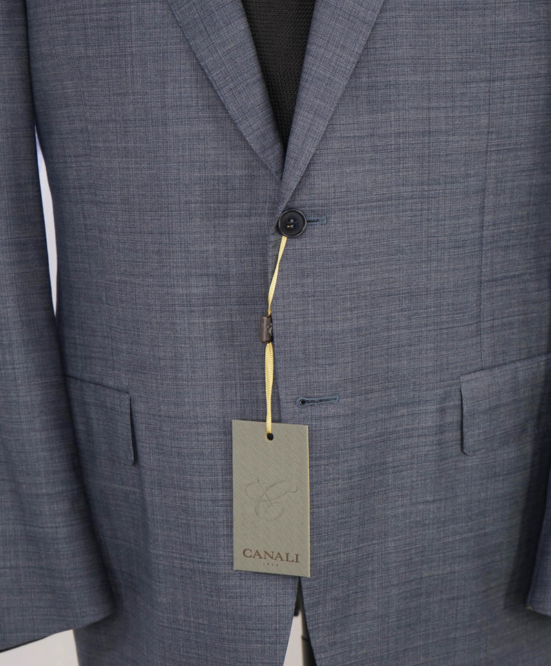 $2,095 CANALI - Steel Blue Textured Notch Lapel Blazer - 46R US