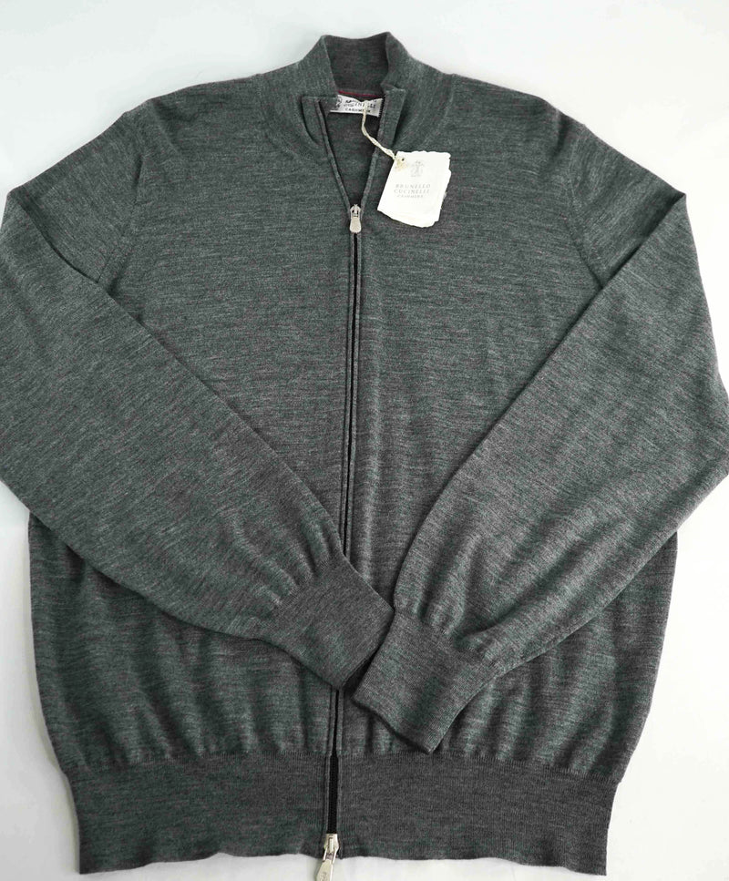 $1,095 BRUNELLO CUCINELLI - *CASHMERE/Wool* Gray Zip Sweater- 40US (50EU) (L)