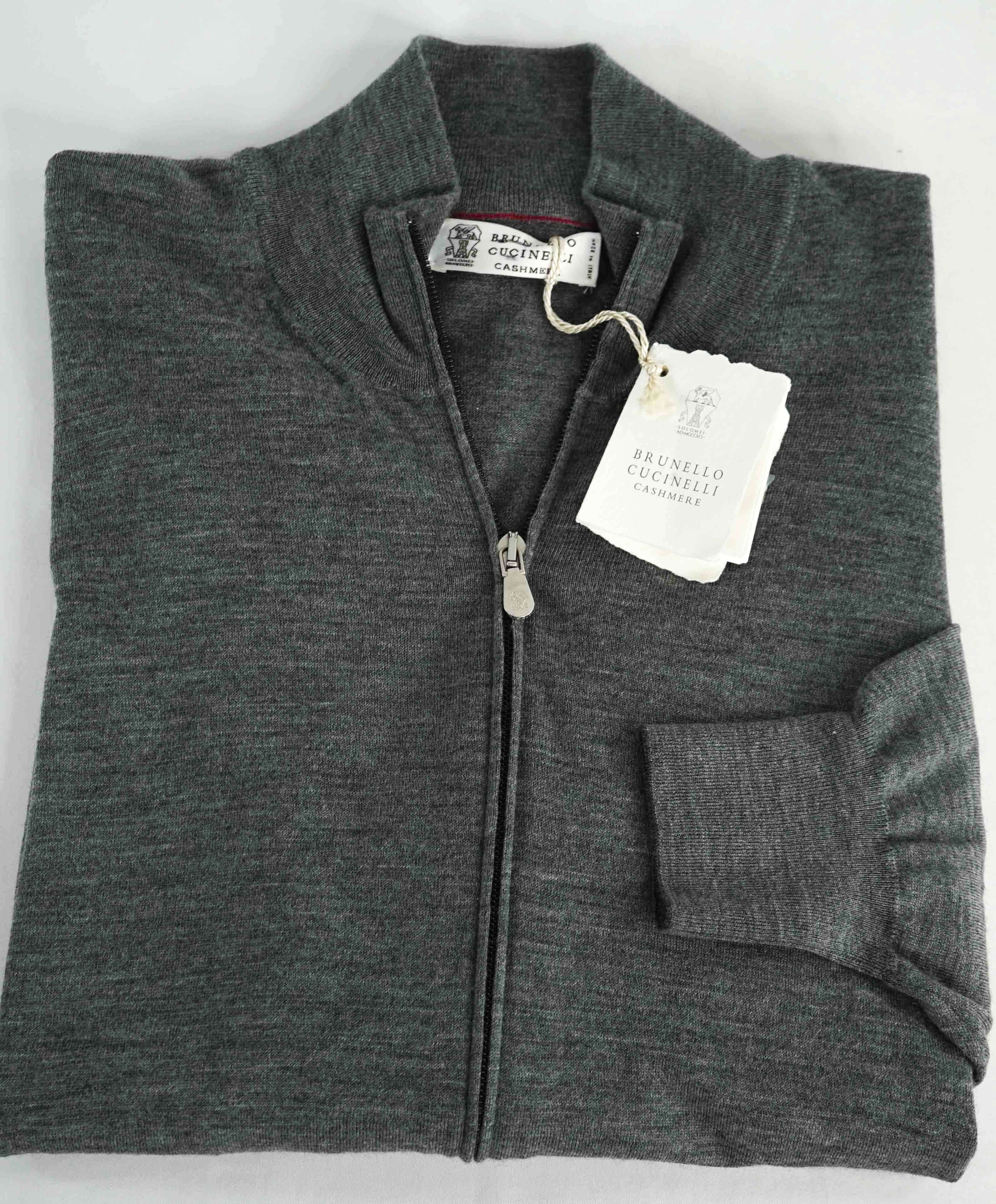 $1,095 BRUNELLO CUCINELLI - *CASHMERE/Wool* Gray Zip Sweater- 40US (50EU) (L)