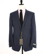 $2,095 CANALI - Blue/Rust Textured Check Plaid Notch Lapel Blazer - 44R US