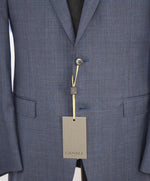 $2,095 CANALI - Blue/Rust Textured Check Plaid Notch Lapel Blazer - 44R US