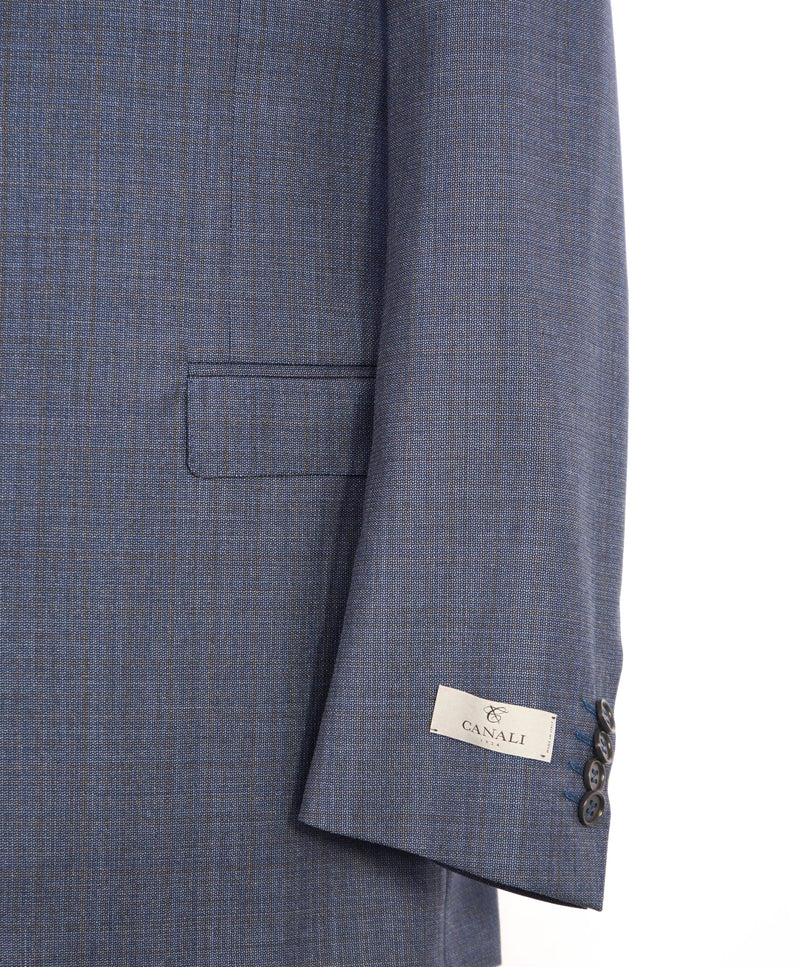 $2,095 CANALI - Blue/Rust Textured Check Plaid Notch Lapel Blazer - 44R US