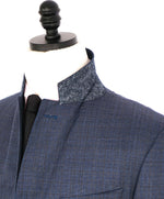 $2,095 CANALI - Blue/Rust Textured Check Plaid Notch Lapel Blazer - 44R US