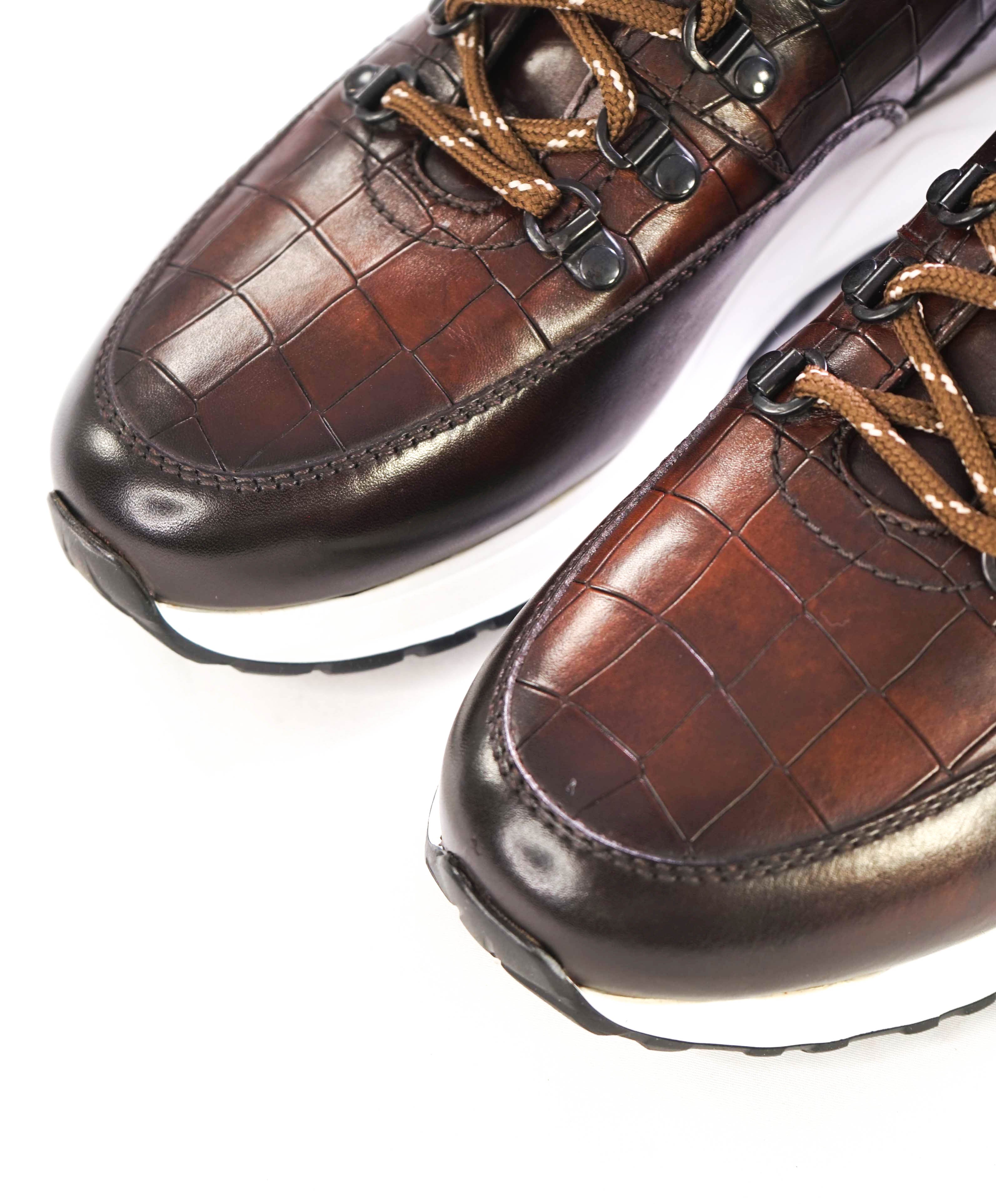 MAGNANNI - "BOLTANNED" Alligator Brown Sneaker Boot - 7.5 US