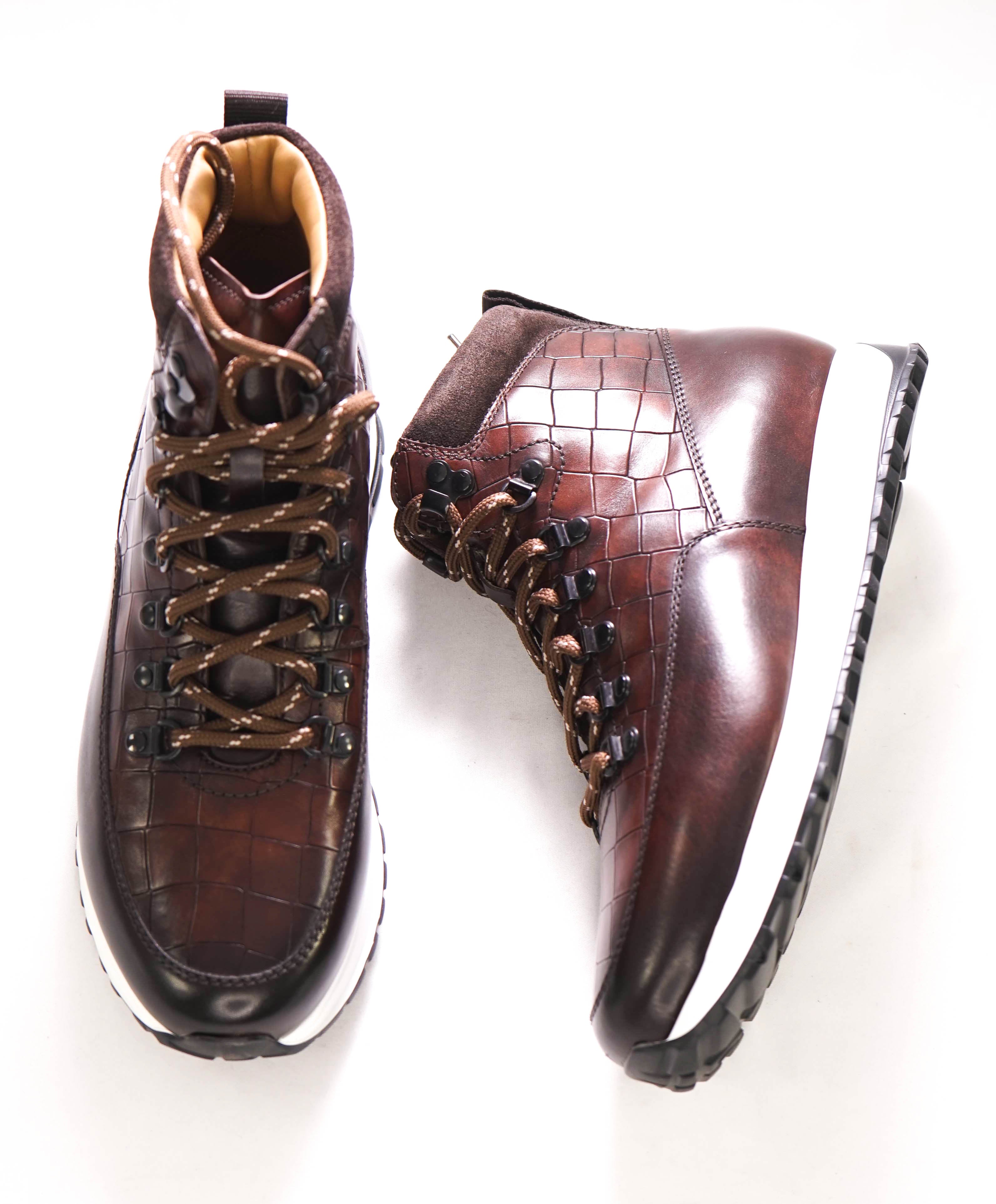 MAGNANNI - "BOLTANNED" Alligator Brown Sneaker Boot - 7.5 US