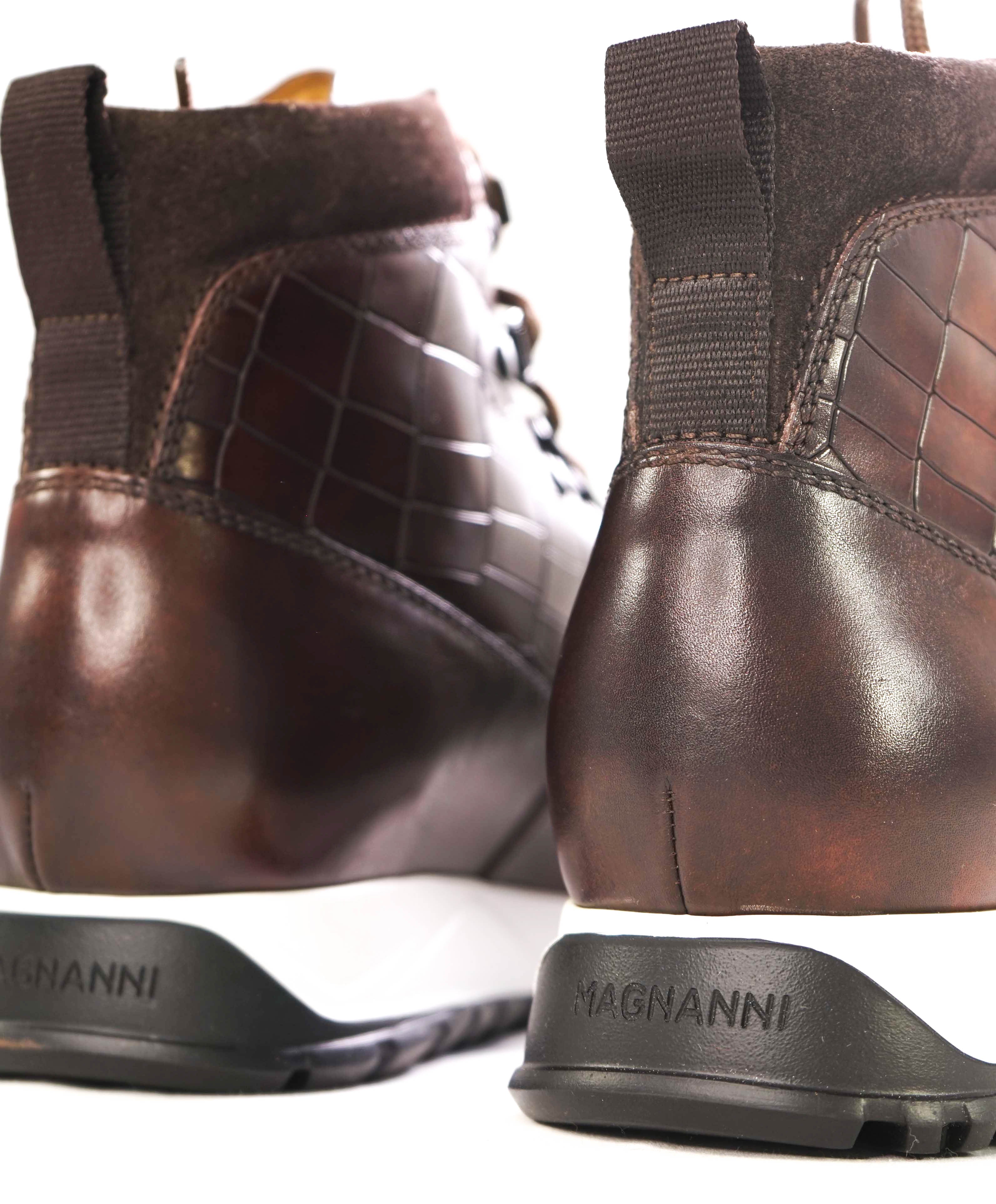 MAGNANNI - "BOLTANNED" Alligator Brown Sneaker Boot - 7.5 US