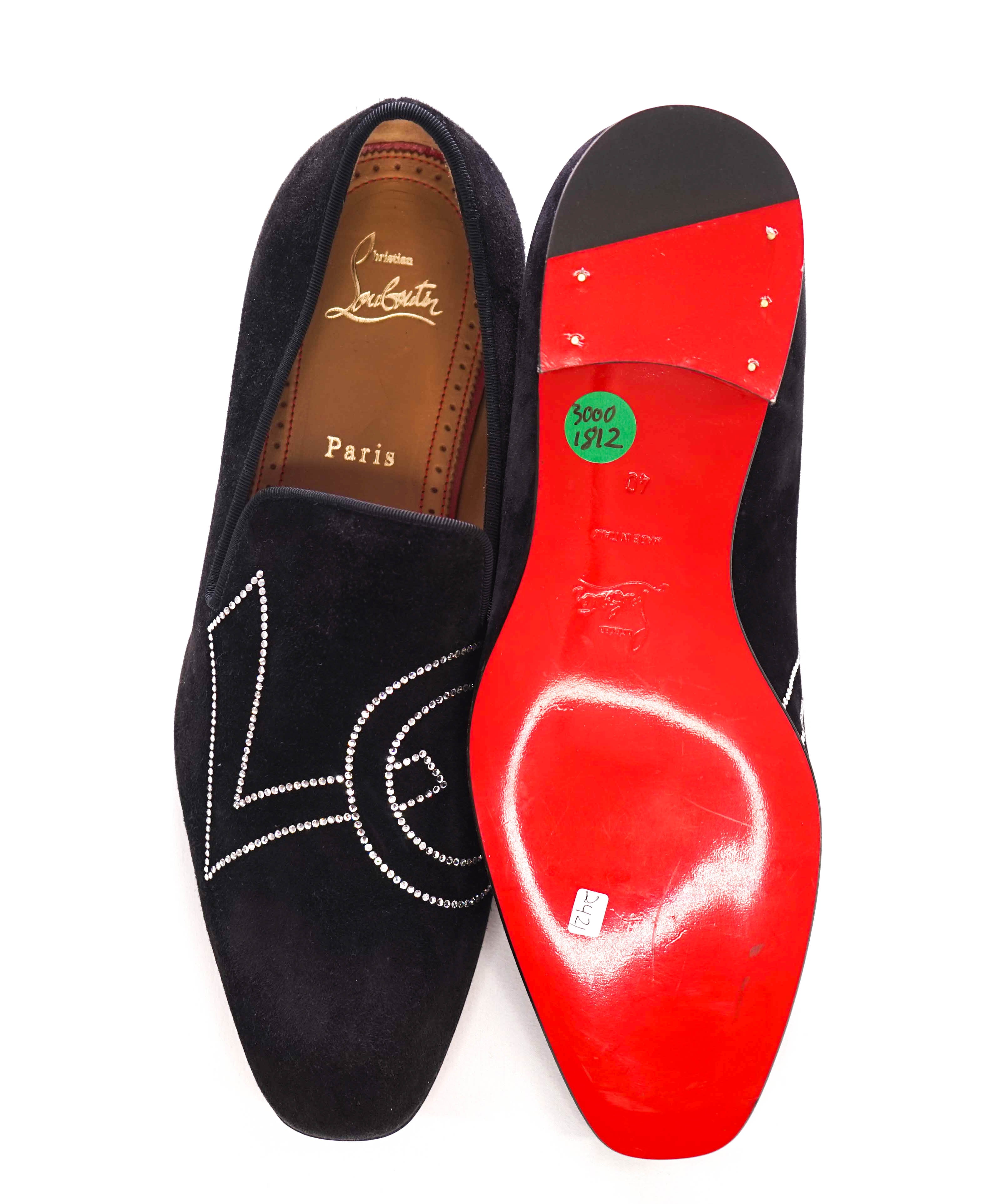 $945 CHRISTIAN LOUBOUTIN - * DANDY LOVE* Black Suede Leather Loafers - 7 US (40)