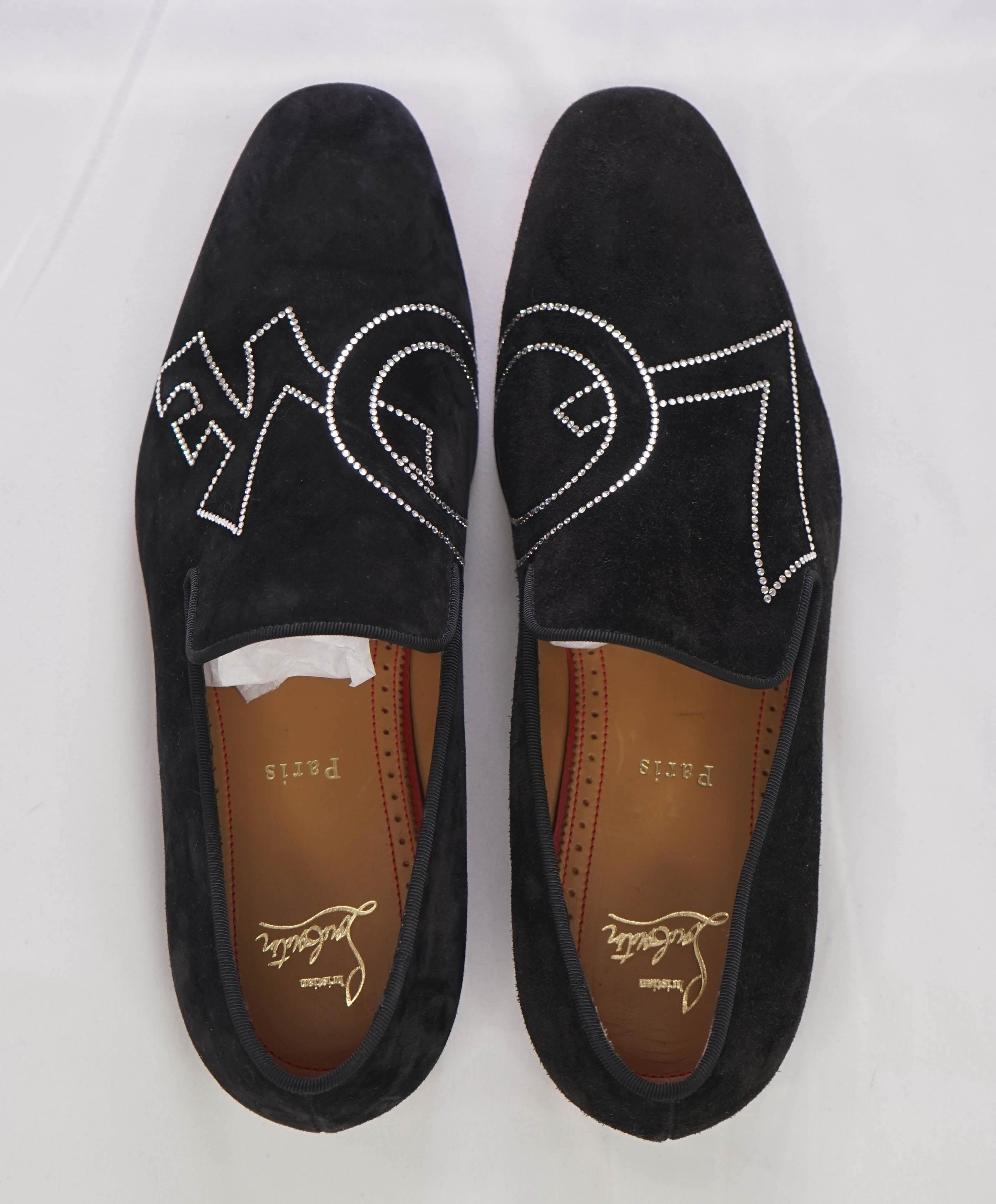 $945 CHRISTIAN LOUBOUTIN - * DANDY LOVE* Black Suede Leather Loafers - 7 US (40)