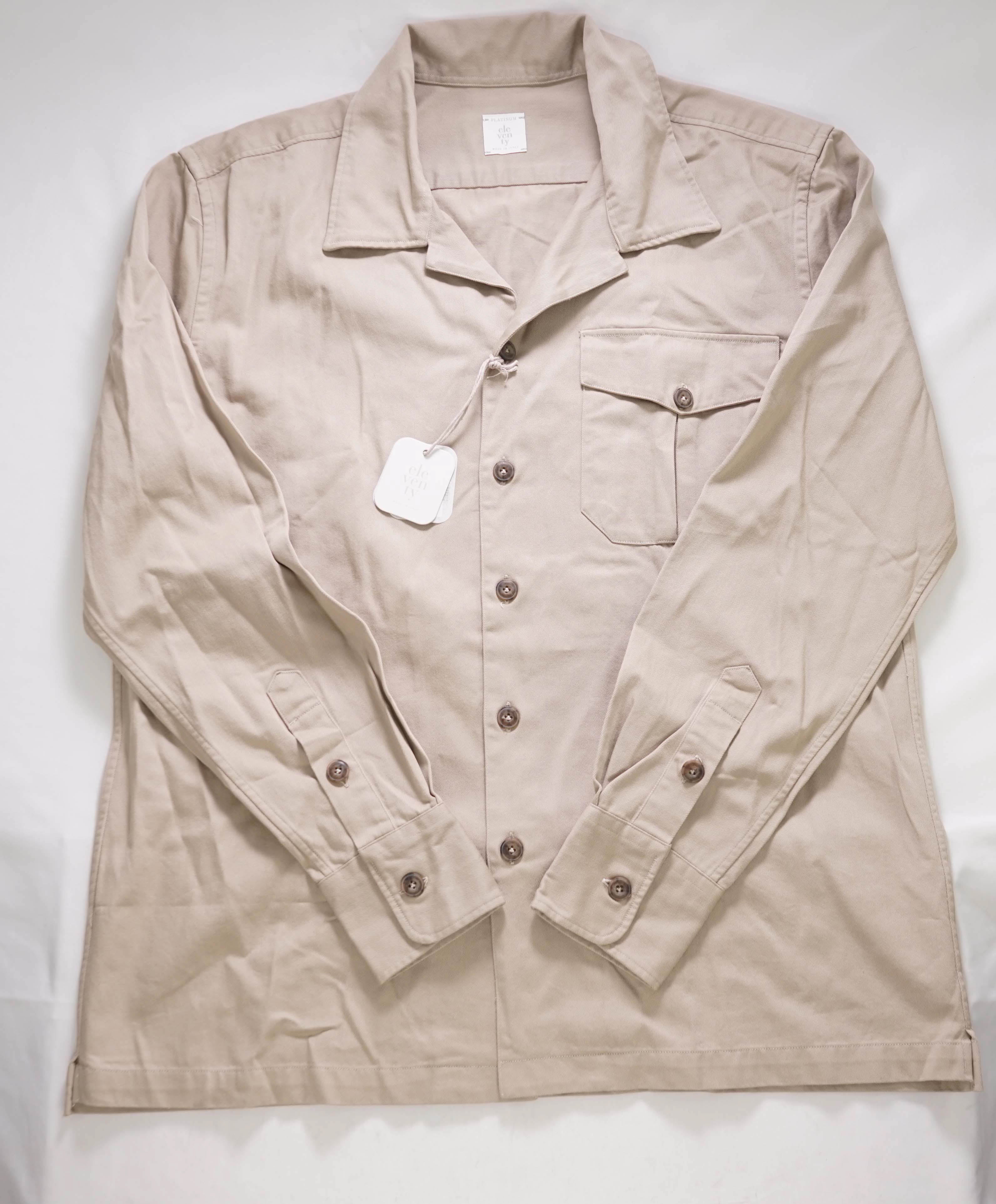 $595 ELEVENTY PLATINUM - Cotton Twill Beige Shirt Jacket Coat - M