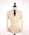 $1,795 ELEVENTY - Patch Pocket Ivory COTTON/LINEN Double-Breasted SUIT - 40US