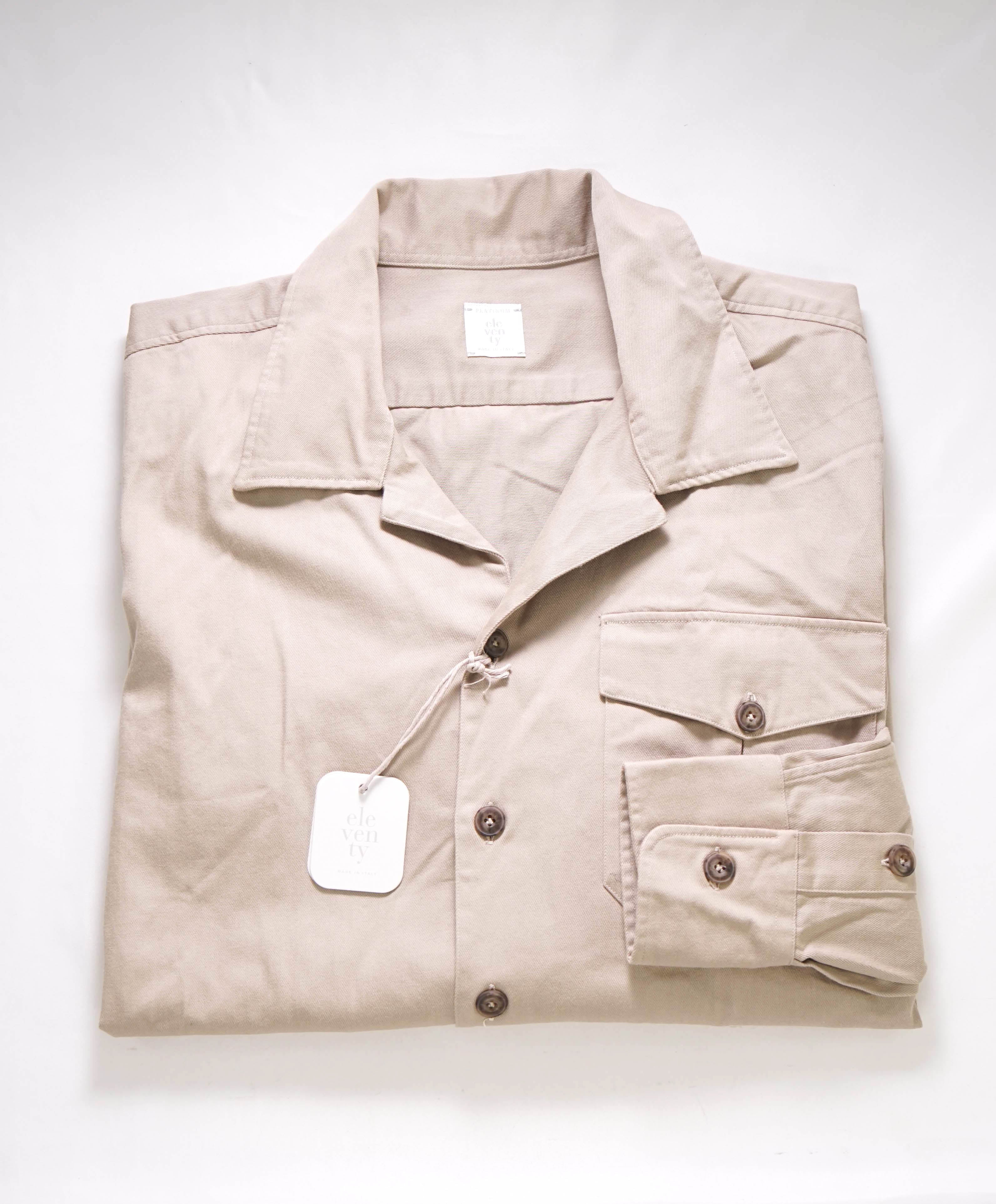 $595 ELEVENTY PLATINUM - Cotton Twill Beige Shirt Jacket Coat - M