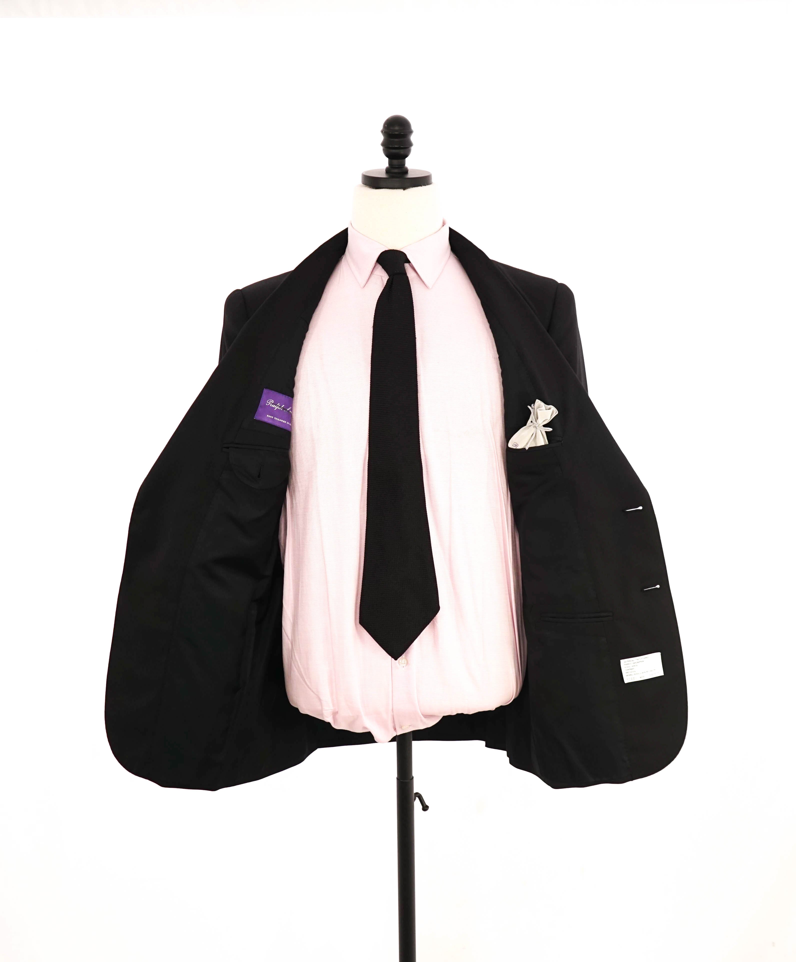 RALPH LAUREN PURPLE LABEL - Solid Black Doug 2-Btn *CLOSET STAPLE* Suit - 40R