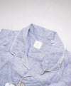 $495 ELEVENTY - Light Blue Tipped PURE LINEN Camp Collar Button Shirt - M