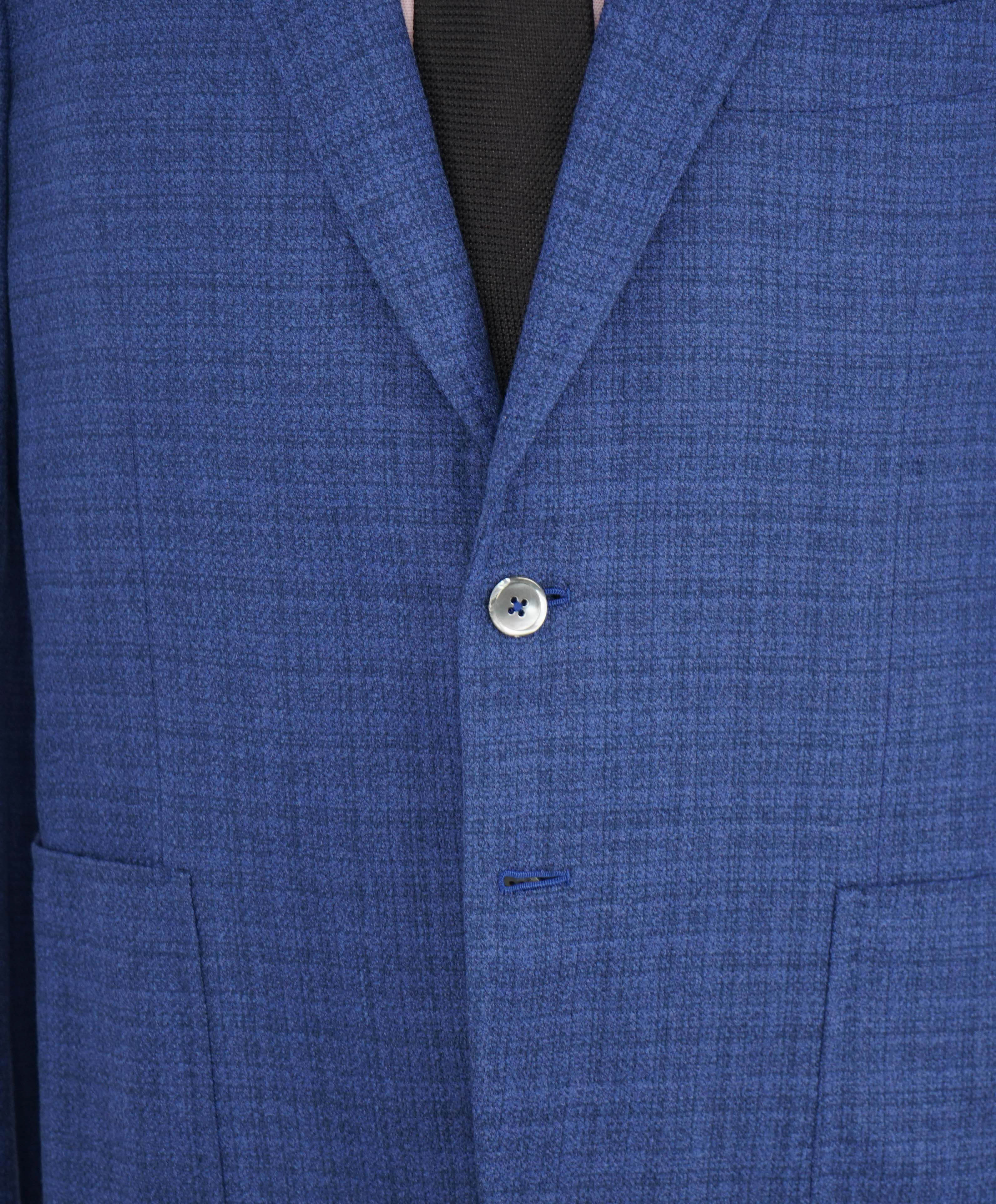 $2,995 ISAIA - Blue Patch Pocket BOUCLE MOP Button Blazer - 46R