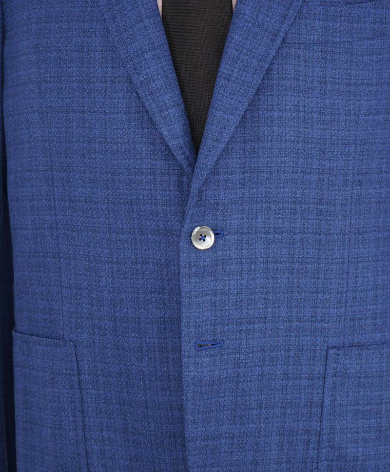 $2,995 ISAIA - Blue Patch Pocket BOUCLE MOP Button Blazer - 46R