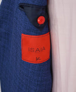 $2,995 ISAIA - Blue Patch Pocket BOUCLE MOP Button Blazer - 46R