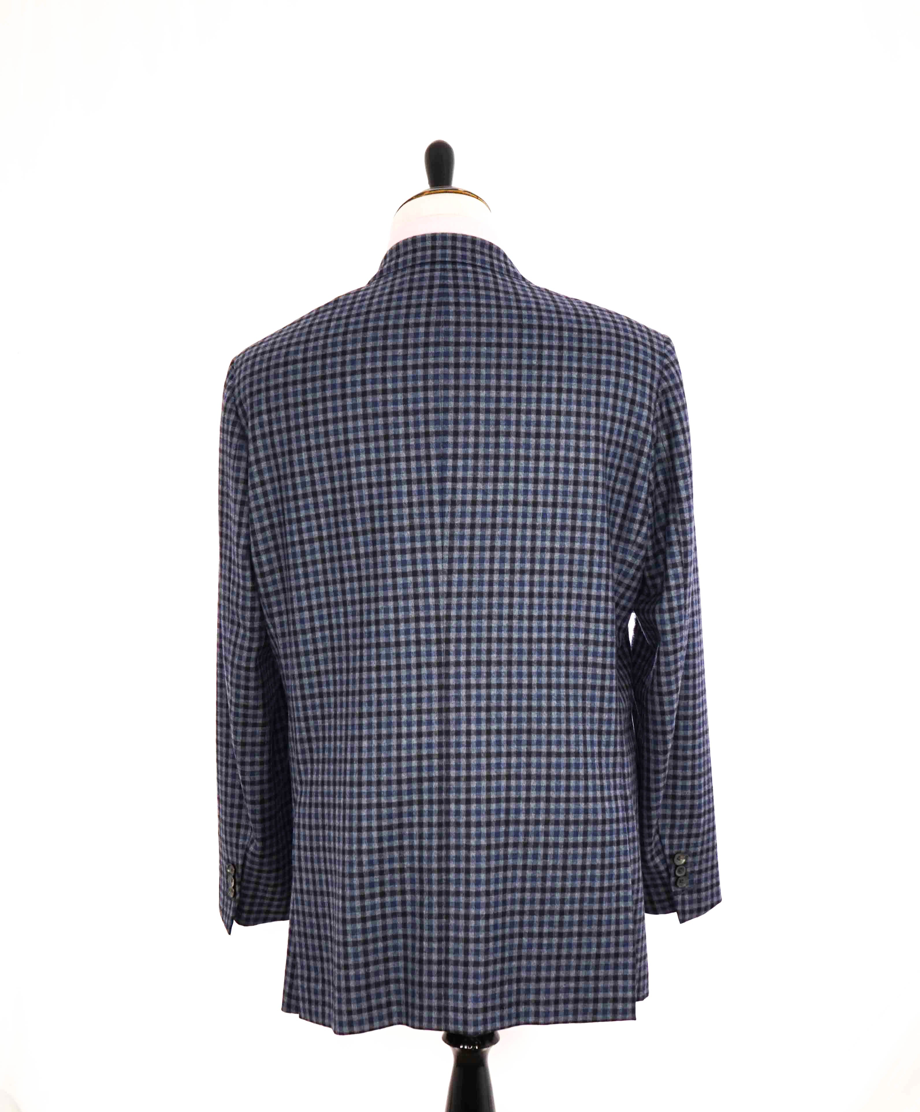 $2,995 ISAIA - Blue/Gray Check "Nuova Base S" 120's Blazer - 46L