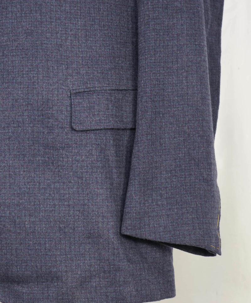 $5,900 ZILLI - CASHMERE/SILK Leather Detail Navy/Purple Blazer - 54R (64EU)