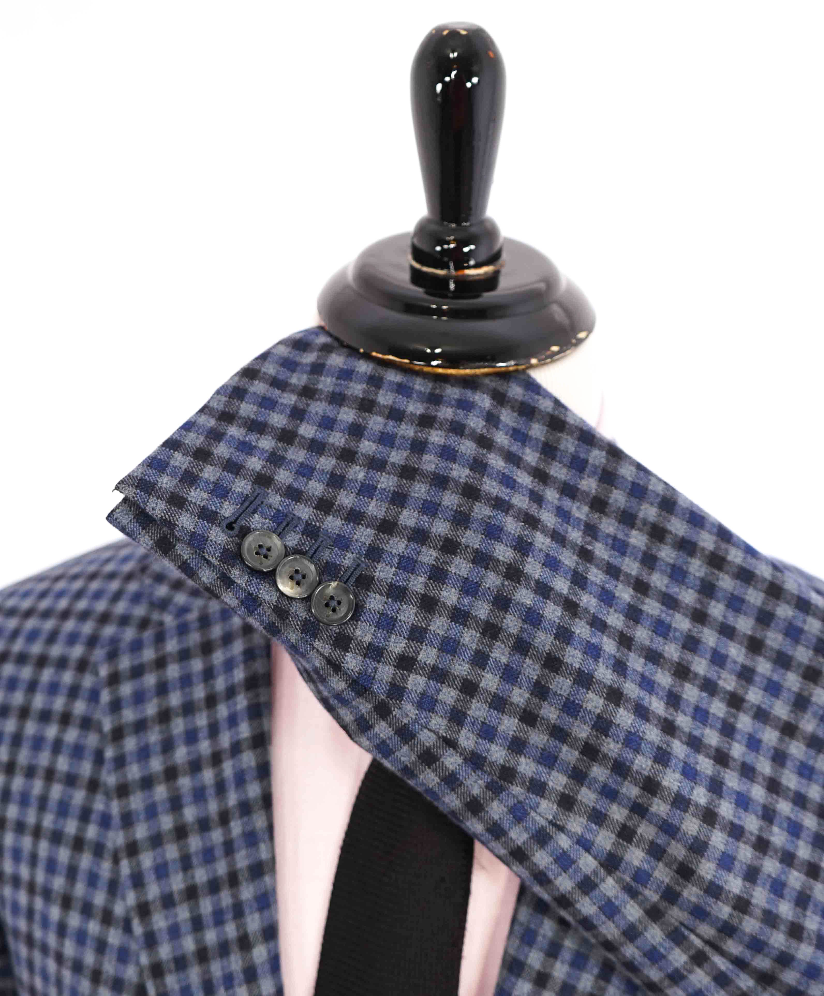 $2,995 ISAIA - Blue/Gray Check "Nuova Base S" 120's Blazer - 46L