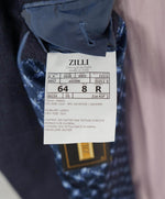 $5,900 ZILLI - CASHMERE/SILK Leather Detail Navy/Purple Blazer - 54R (64EU)