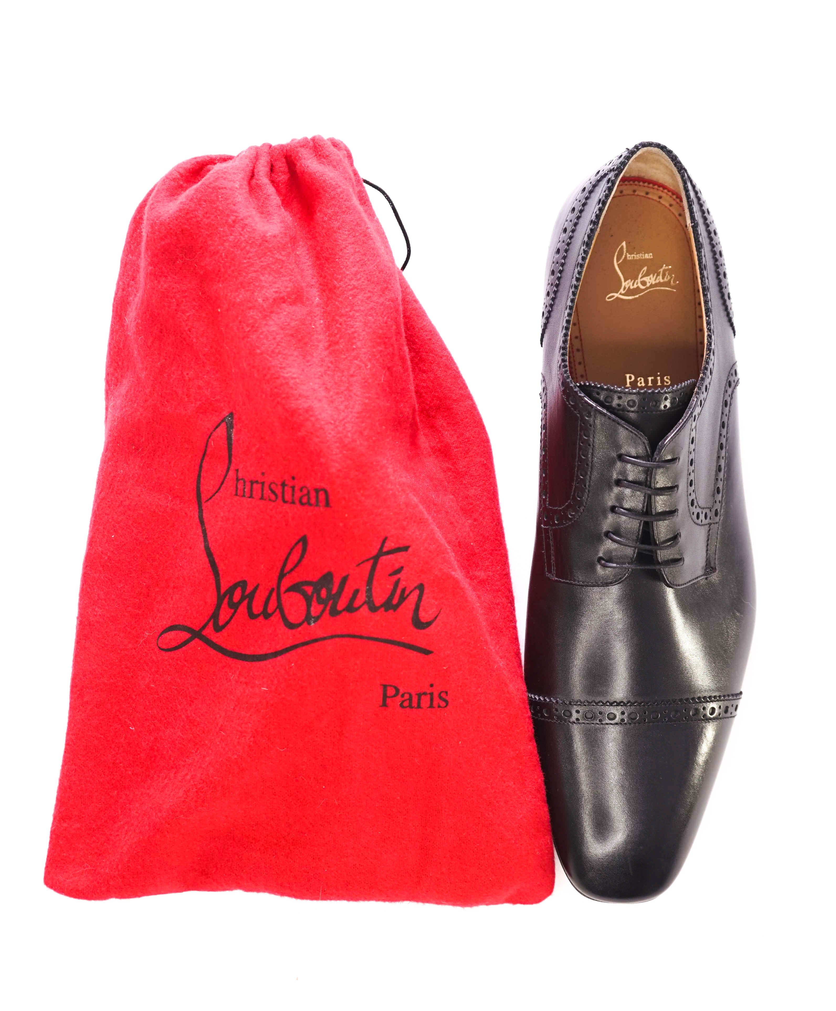 $1,100 CHRISTIAN LOUBOUTIN - *GREGGO* Leather Black Oxfords - 12.5 US (45.5)