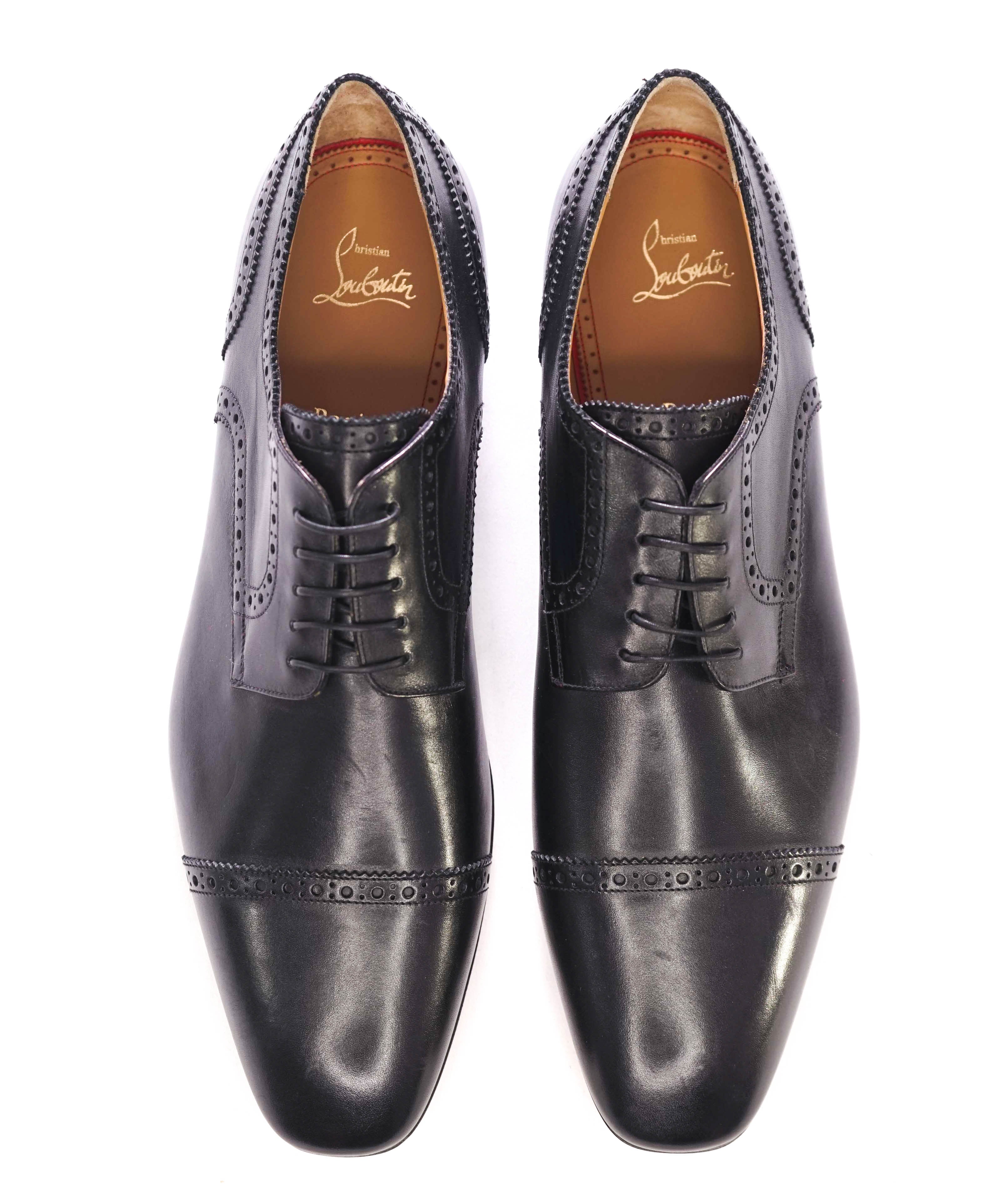 $1,100 CHRISTIAN LOUBOUTIN - *GREGGO* Leather Black Oxfords - 12.5 US (45.5)