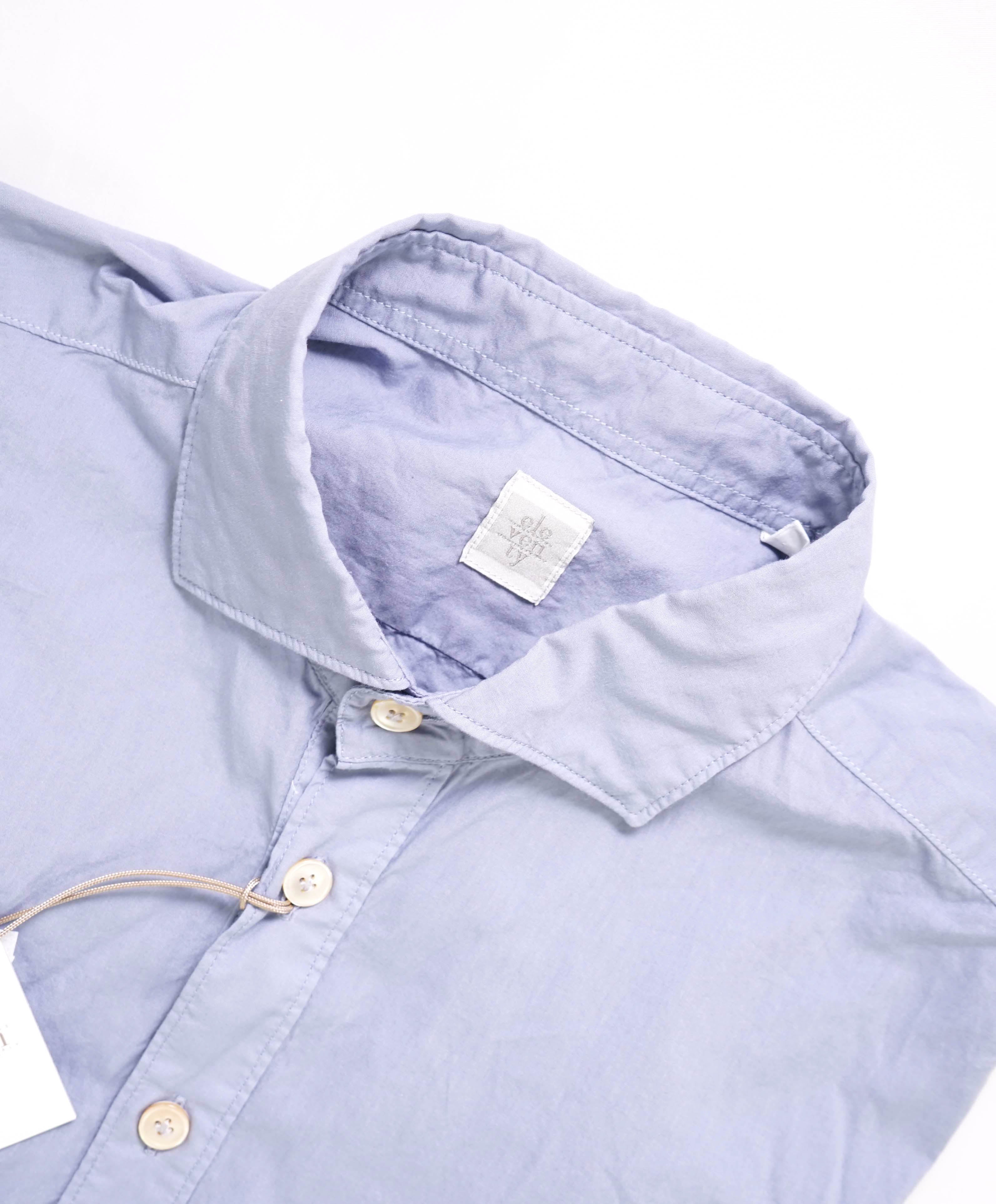 $295 ELEVENTY -Pastel Blue *POPOVER* Button Dress Shirt - M (40)