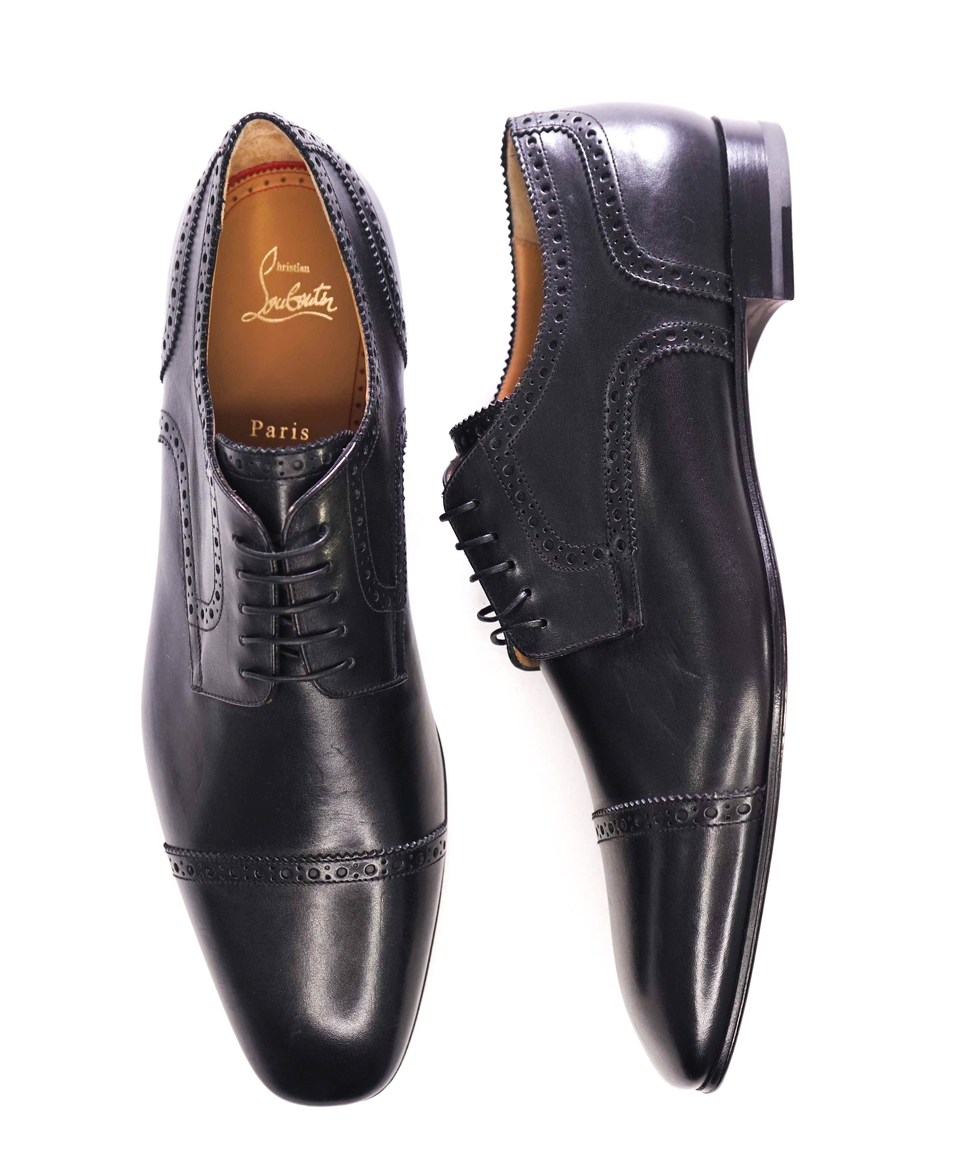 $1,100 CHRISTIAN LOUBOUTIN - *GREGGO* Leather Black Oxfords - 12.5 US (45.5)