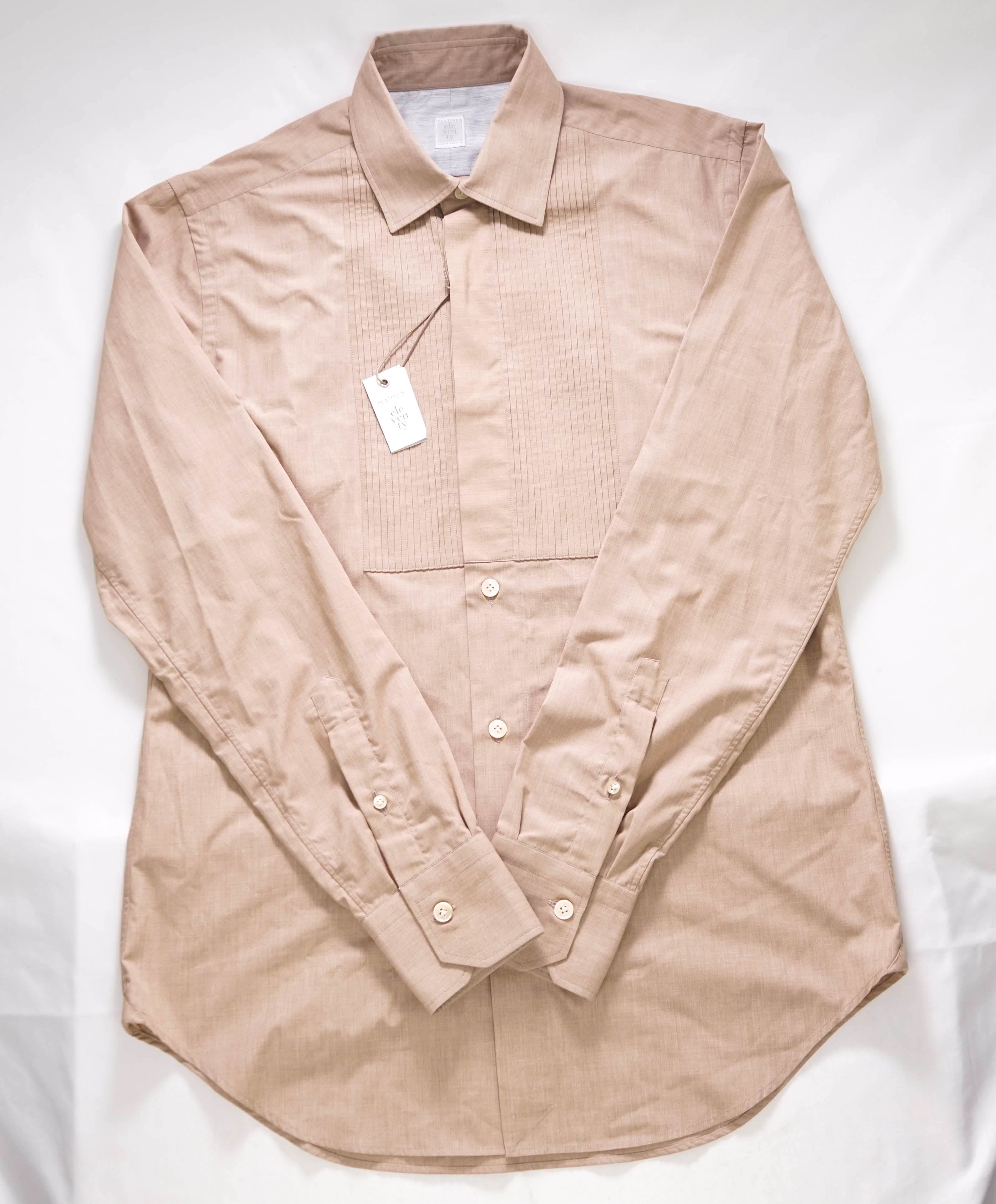 $545 ELEVENTY - Cotton *PLEATED* Neutral Button Down Shirt - M