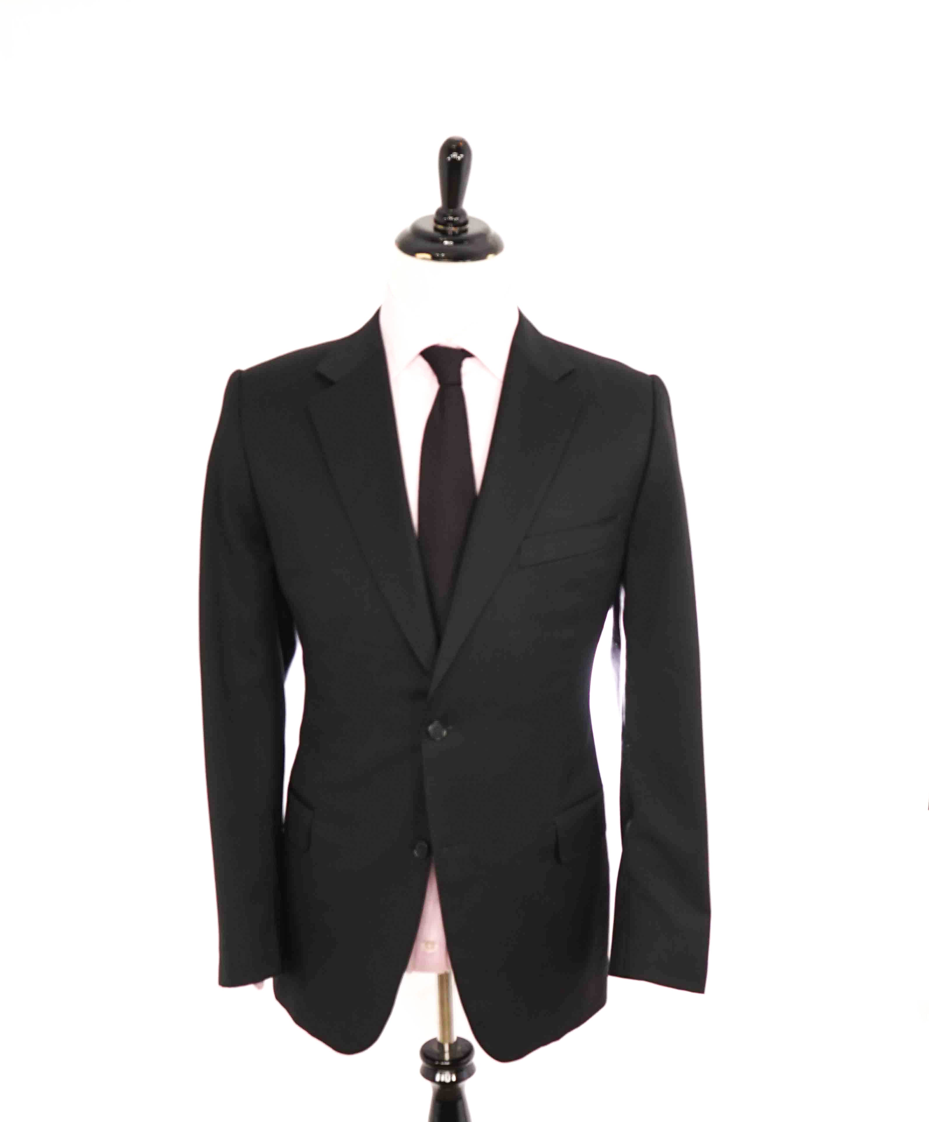 $1,645 CANALI -  Black Solid Notch Lapel 2-Btn Blazer - 46R