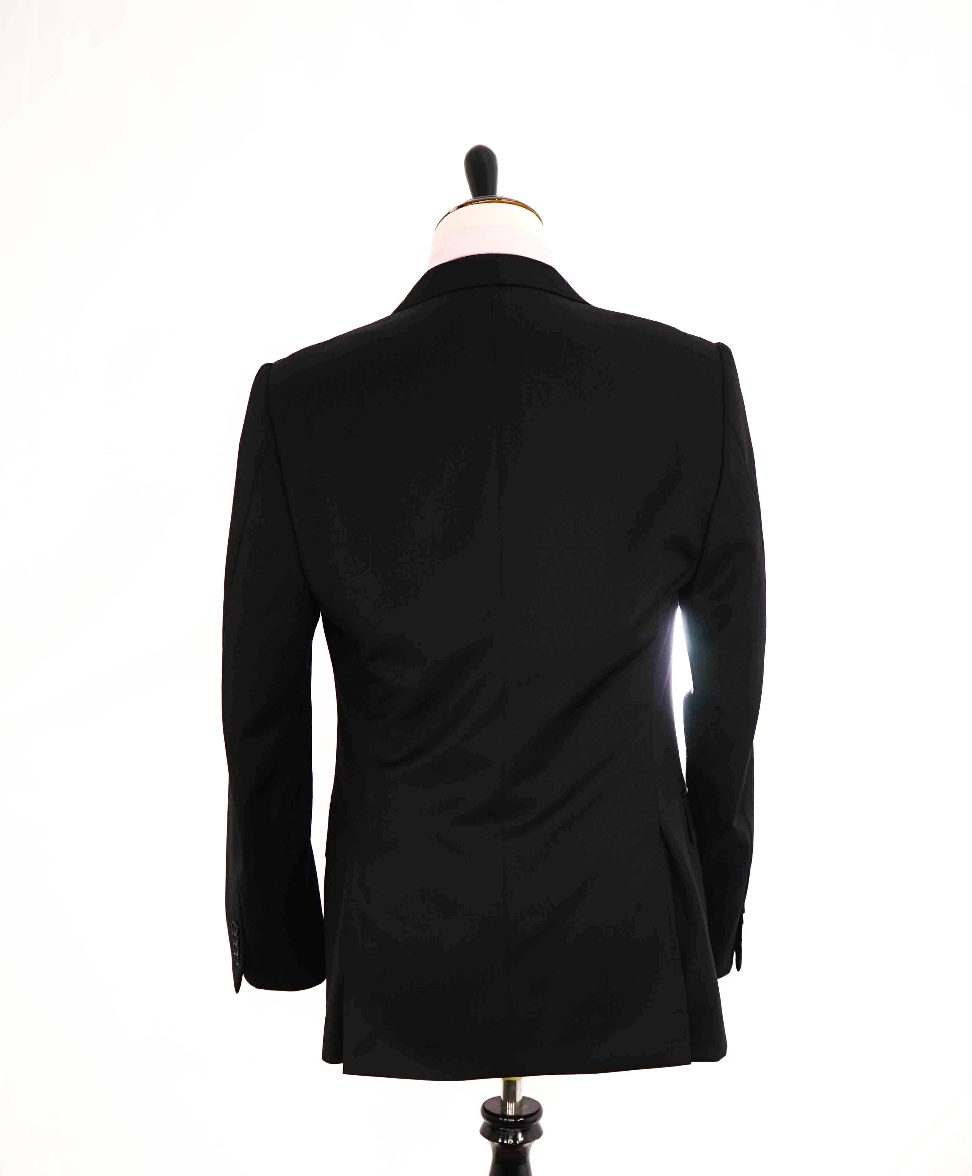 $1,645 CANALI -  Black Solid Notch Lapel 2-Btn Blazer - 46R