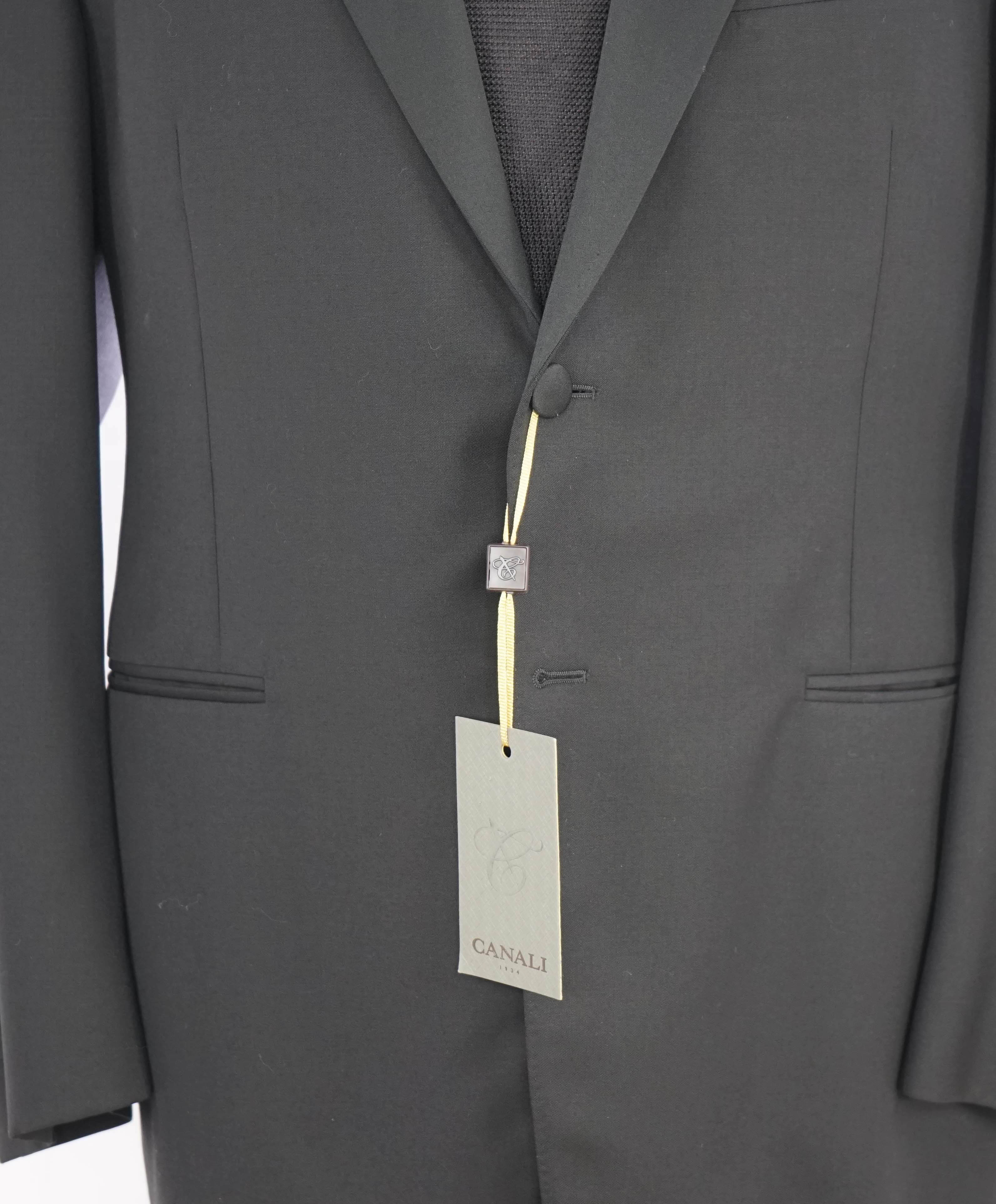 $2,195 CANALI - Black *CLOSET STAPLE* Notch Lapel Tuxedo Suit - 44R 35W