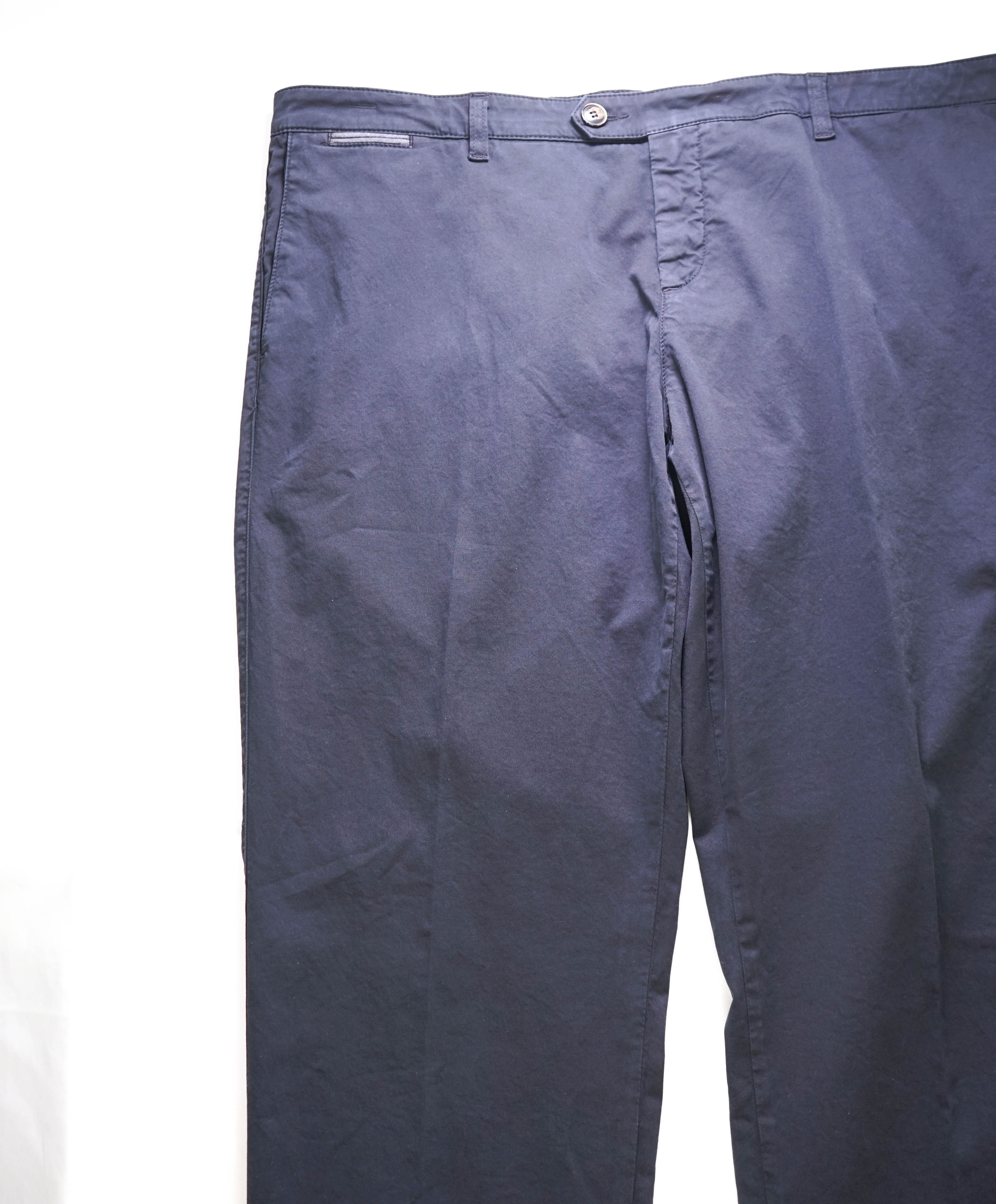 $295 ELEVENTY - Contrast Piping Navy Blue Cotton Chino Pants - 32W