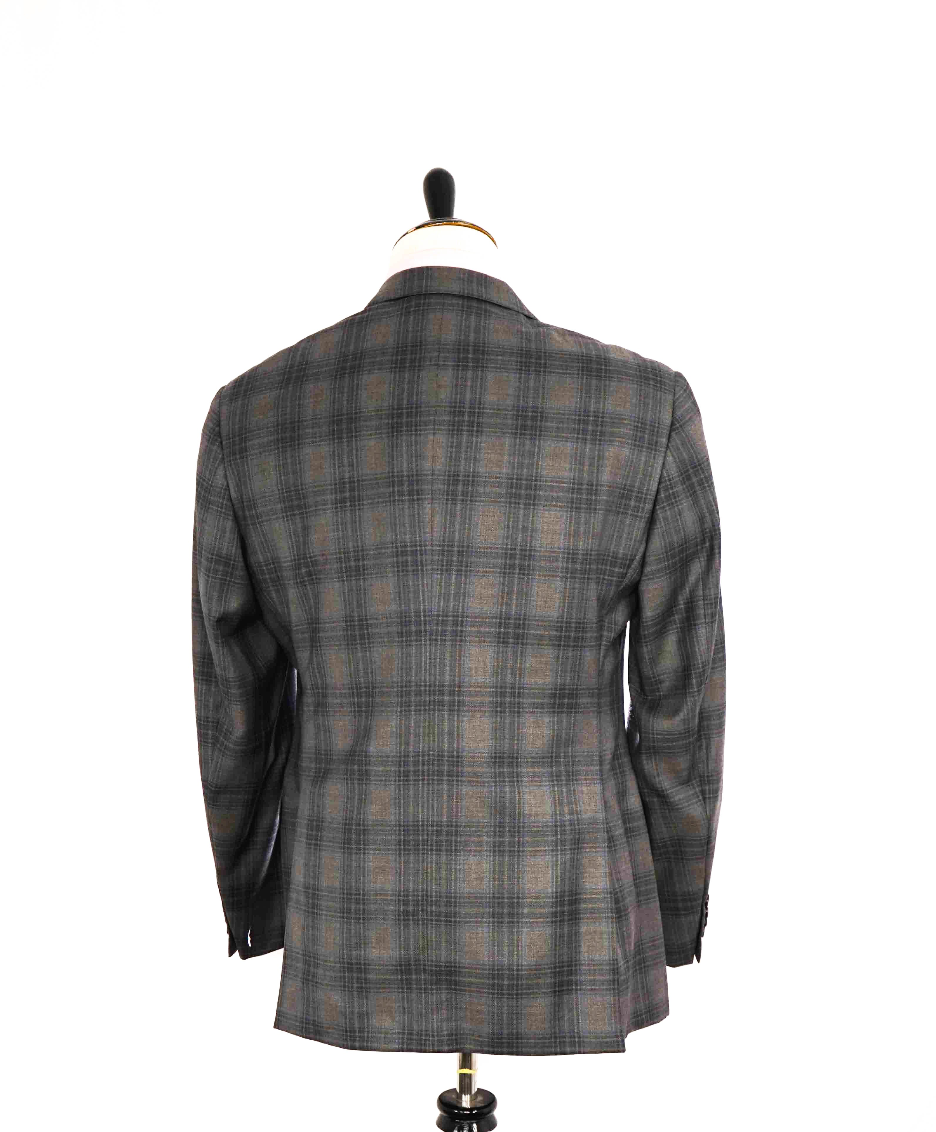 $1,595 EMPORIO ARMANI- Black *G lIne* Gray Check Wool Blazer - 44