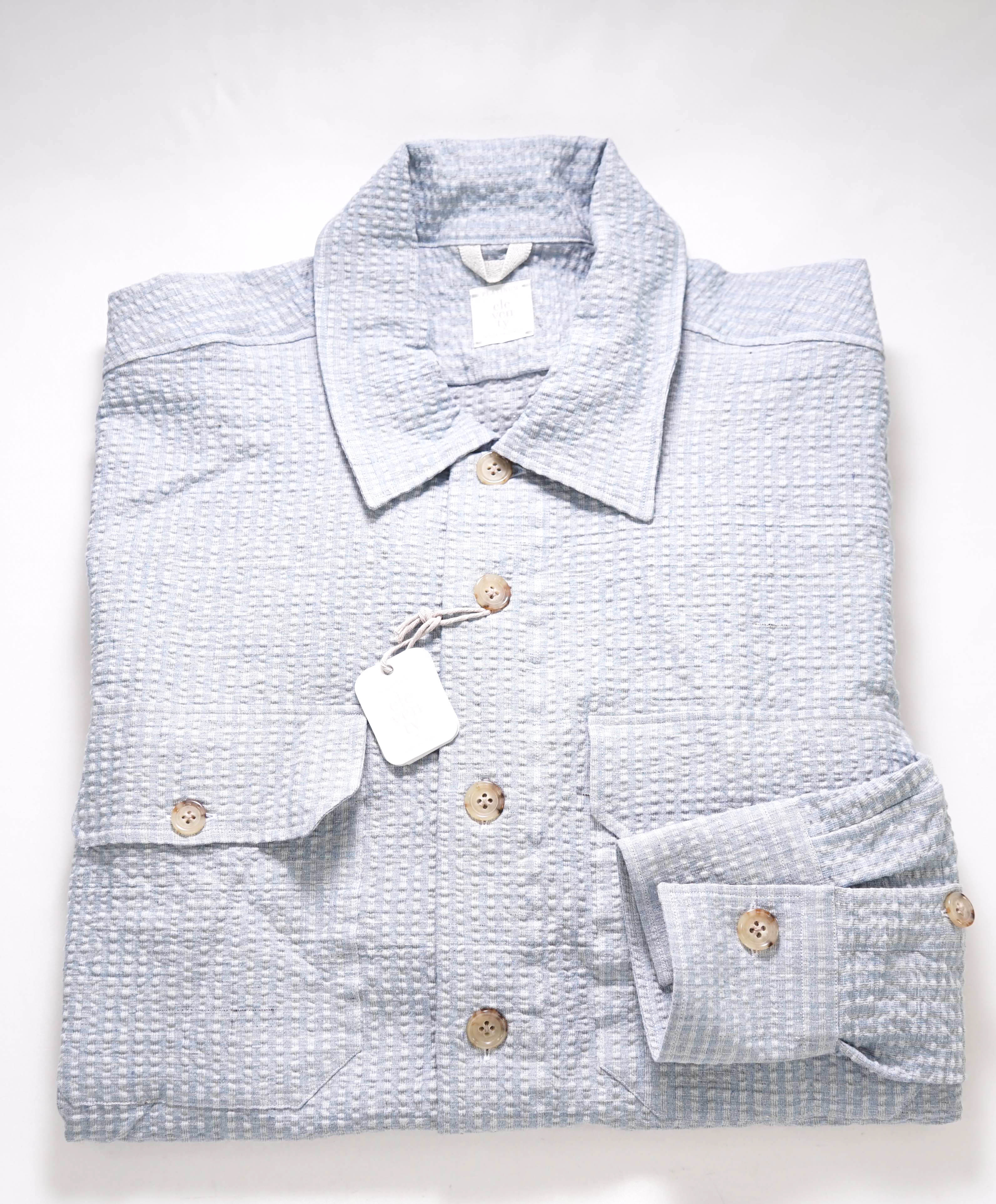 $695 ELEVENTY PLATINUM - Cotton/Linen Seersucker Shirt Jacket Coat - M