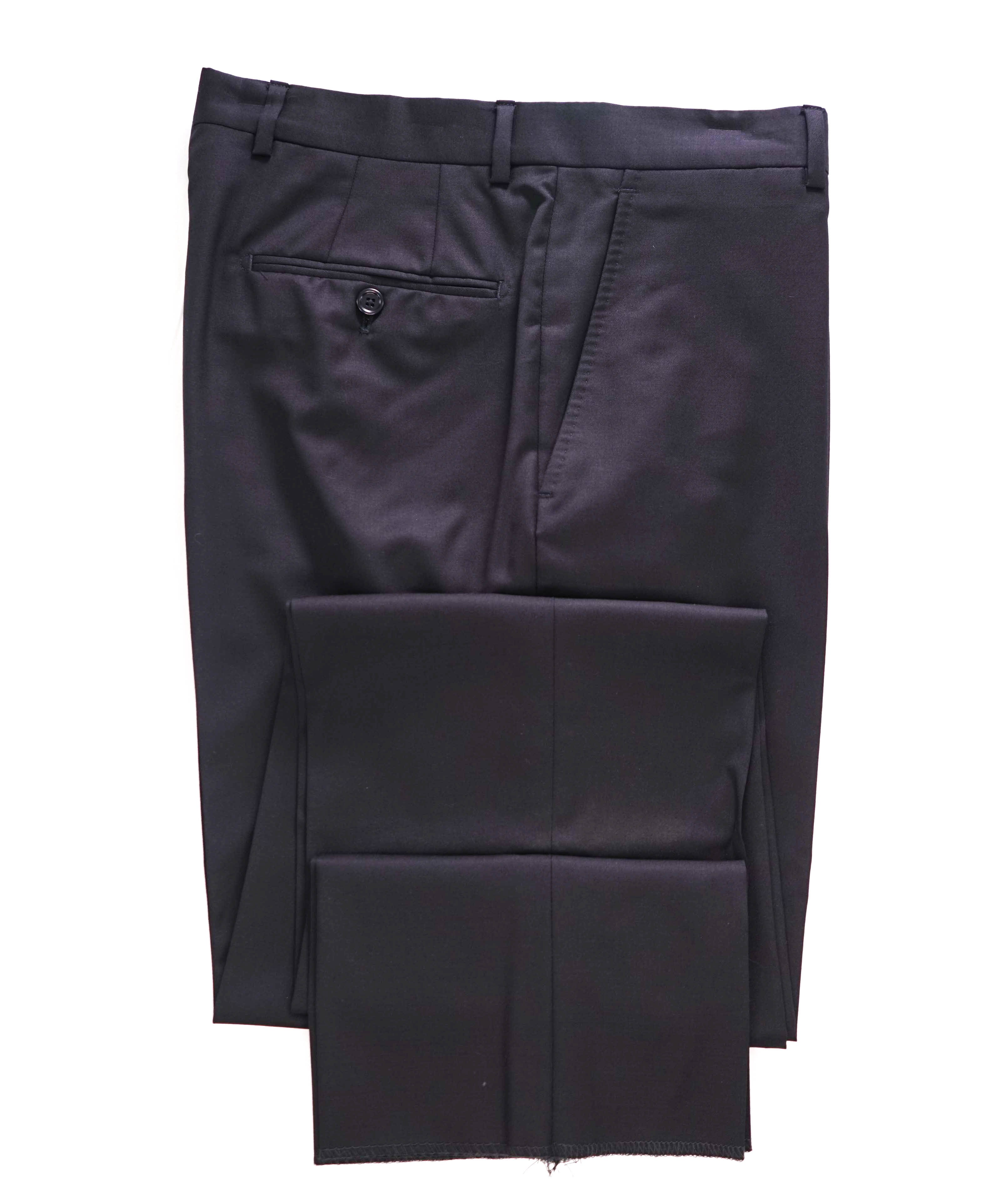 $398 SAKS FIFTH AVE - Black Wool MADE IN ITALY Flat Front "CLASSIC FIT" Pants- 34W