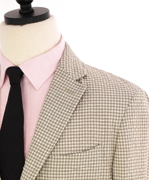 $2,895 ERMENEGILDO ZEGNA - Neutral Unlined WOOL/LINEN/SILK Seersucker Blazer - 38R (48EU)