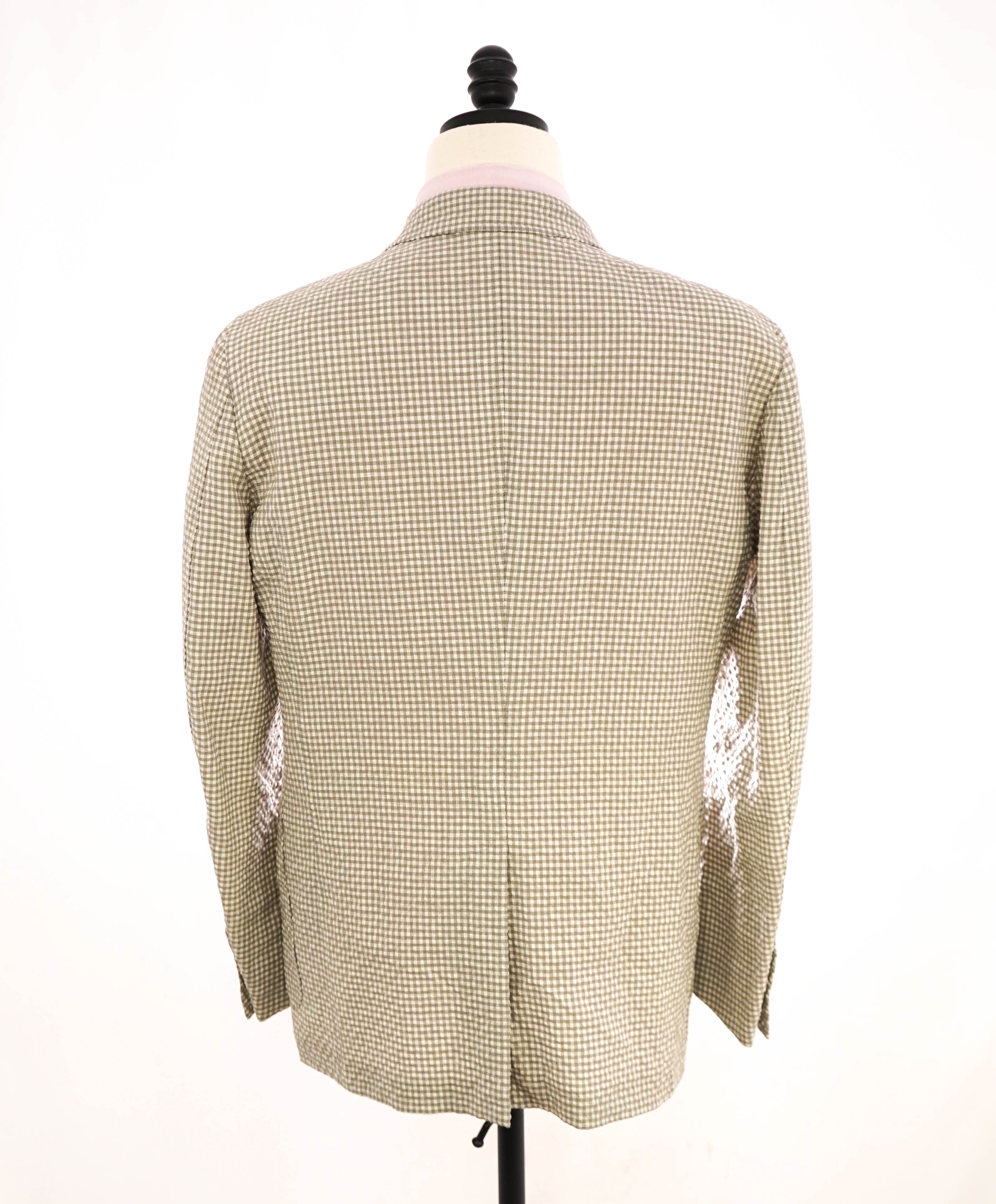 $2,895 ERMENEGILDO ZEGNA - Neutral Unlined WOOL/LINEN/SILK Seersucker Blazer - 38R (48EU)