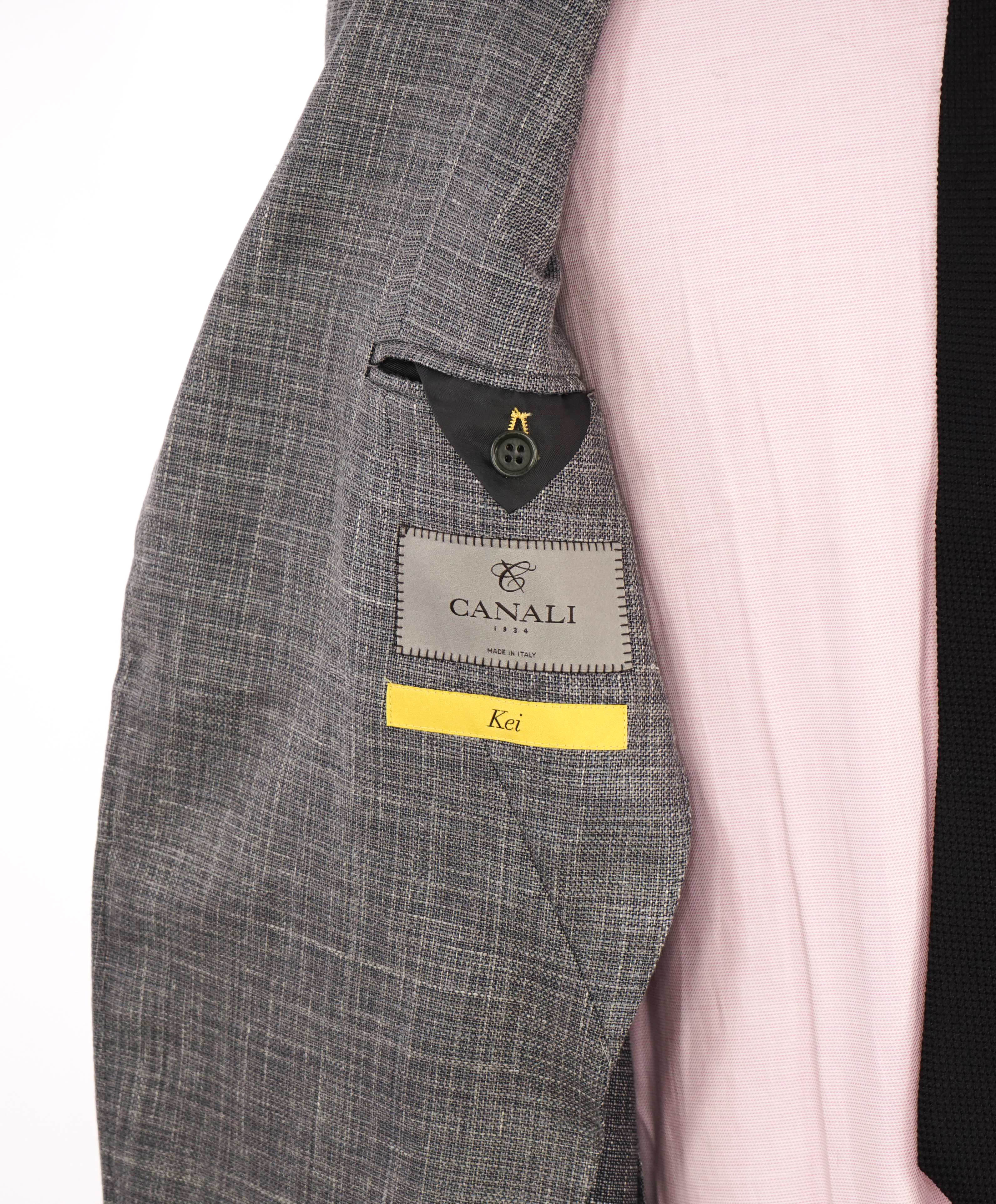 $1,895 CANALI - "KEI" Gray Wool/Silk/Linen Unlined Summer Wool Blazer - Fits 40R (52EU)