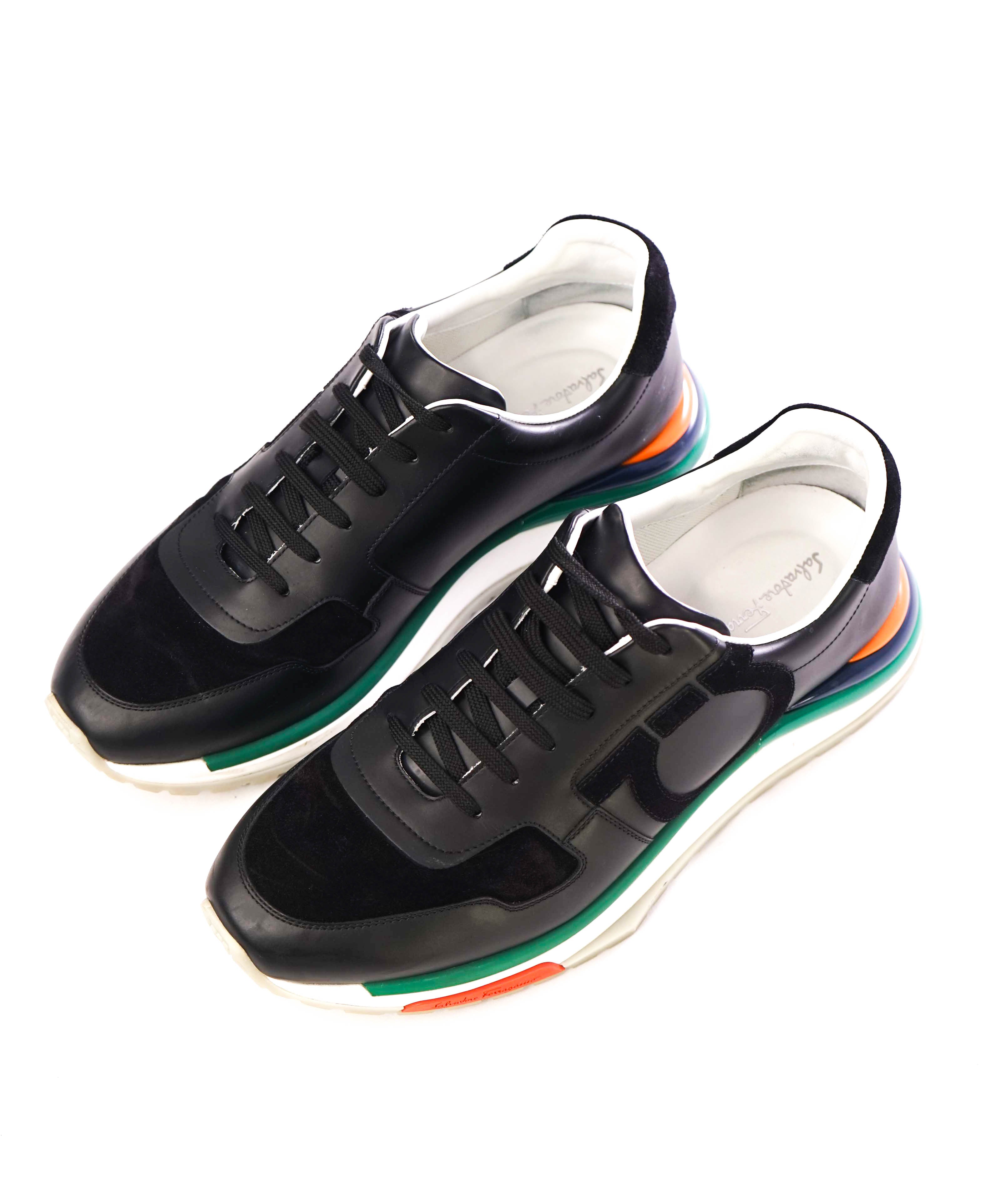 $995 SALVATORE FERRAGAMO - *GANCINI* Brooklyn Black/Multi-Color Sneaker - 9 M US