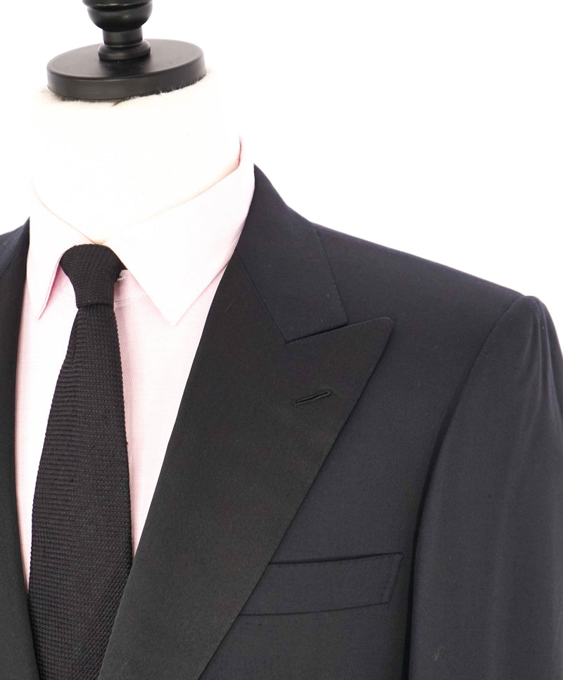 $6,270 BRIONI - *CELEB FAVORITE* 1 Of 1 Hand Made Italy Black Peak Lapel Tuxedo - 36R