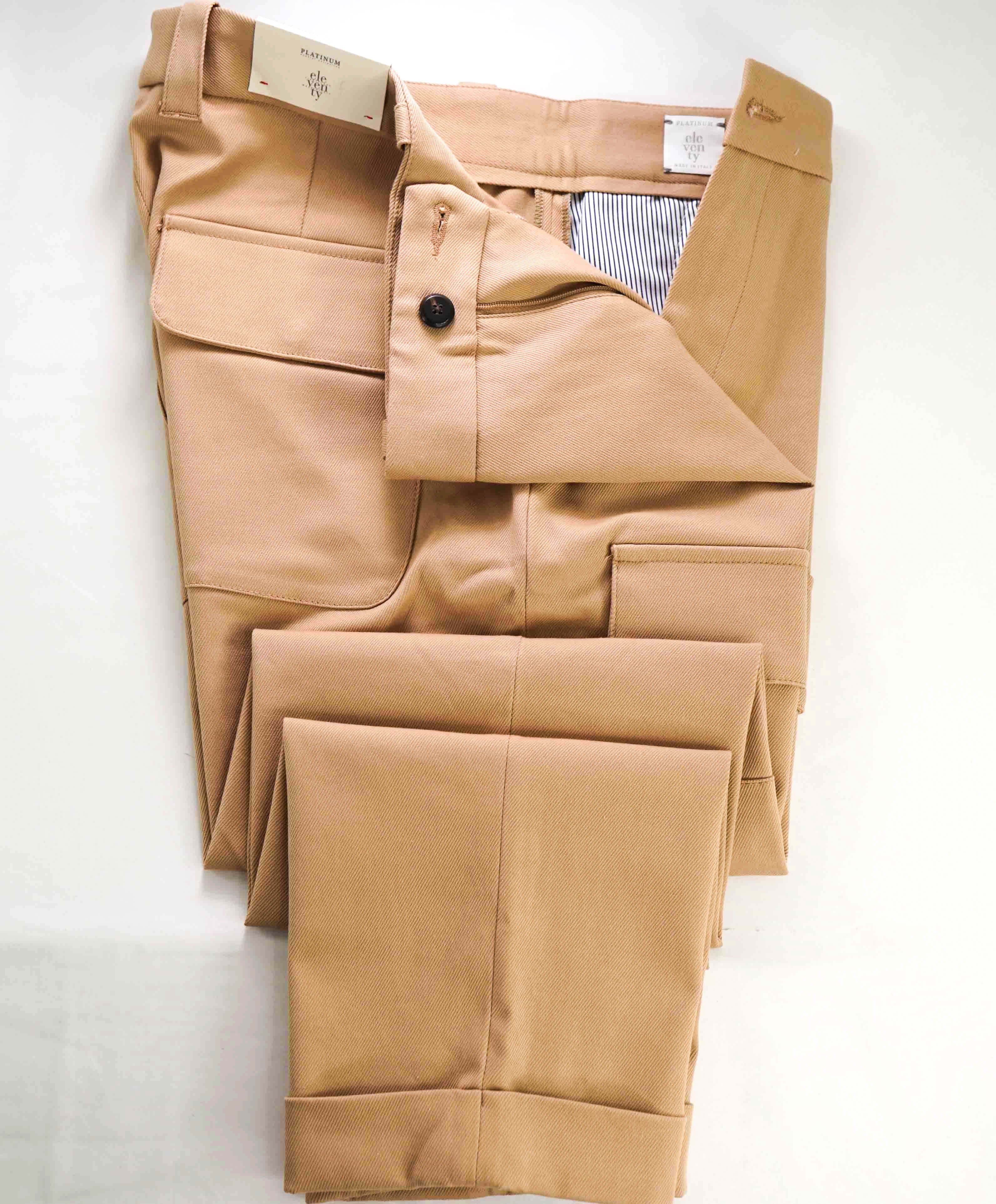 $695 ELEVENTY - Cotton PERFORMANCE Cuffed Cargo Patch Pocket Pants- 33W