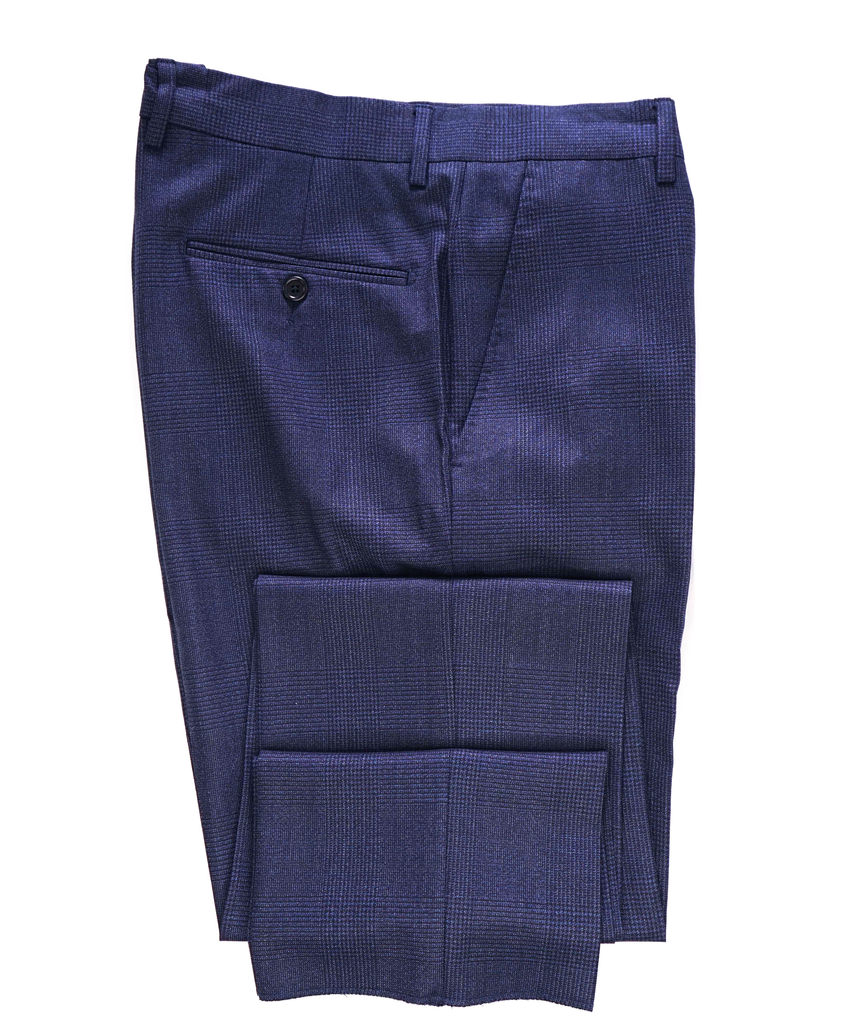 SAKS FIFTH AVE - Medium Blue "MODERN" MADE IN ITALY Flat Front Dress Pants - 34W