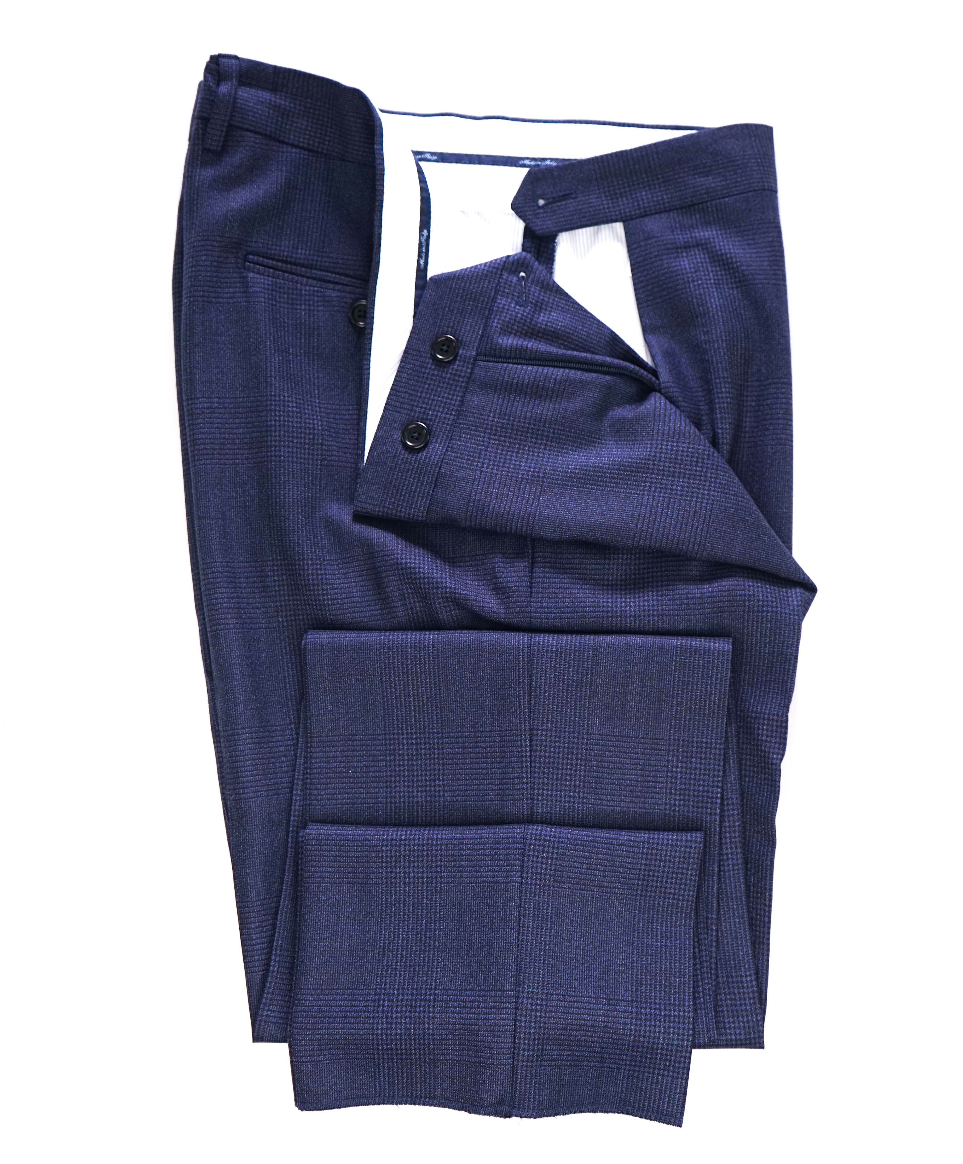 SAKS FIFTH AVE - Medium Blue "MODERN" MADE IN ITALY Flat Front Dress Pants - 34W