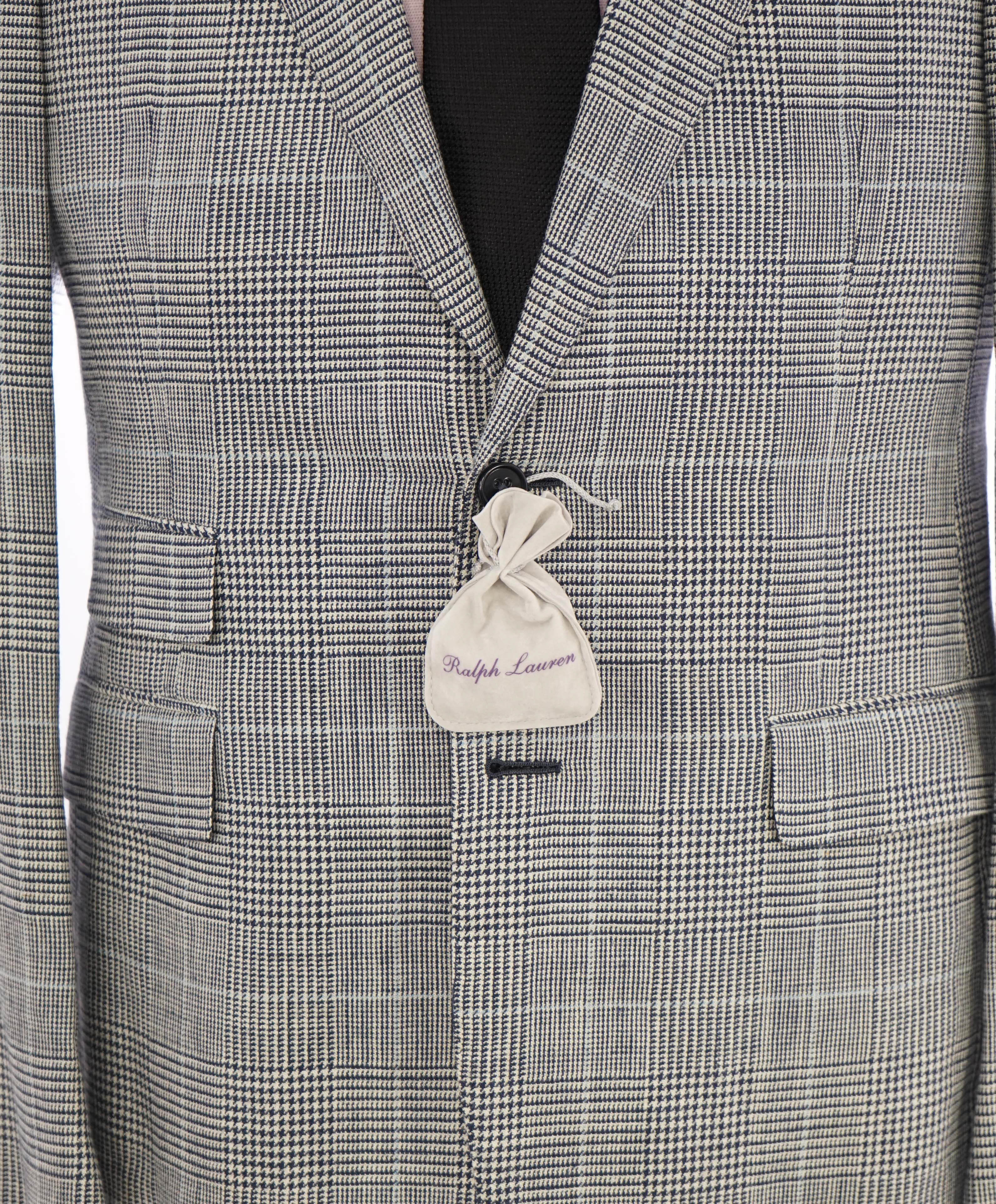 $2,395 RALPH LAUREN PURPLE LABEL - Prince of Wales Check WOOL/SILK/LINEN Blazer - 38R