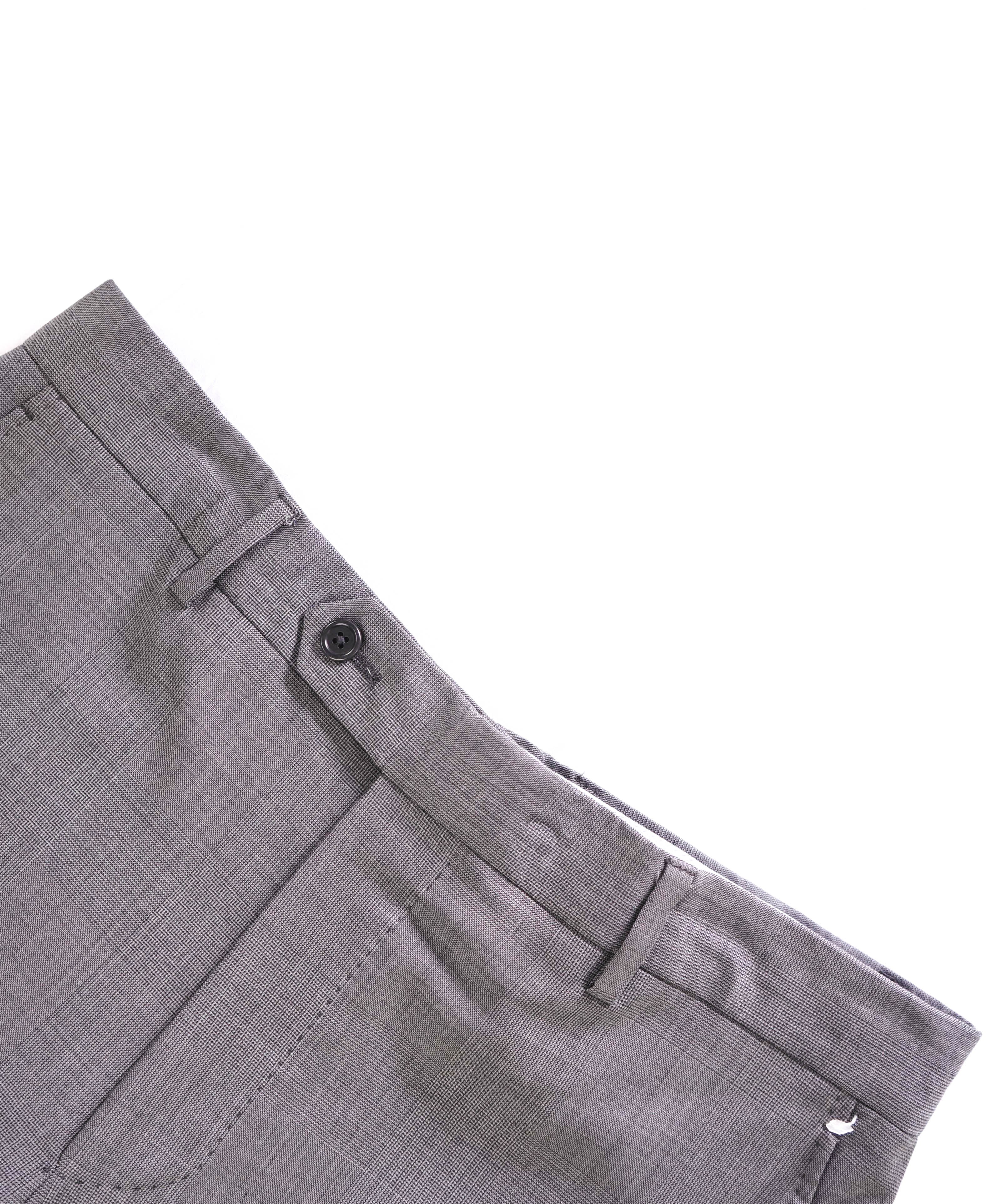 SAKS FIFTH AVE - Gray Check "Classic" Wool MADE IN ITALY Flat Front Dress Pants - 32W