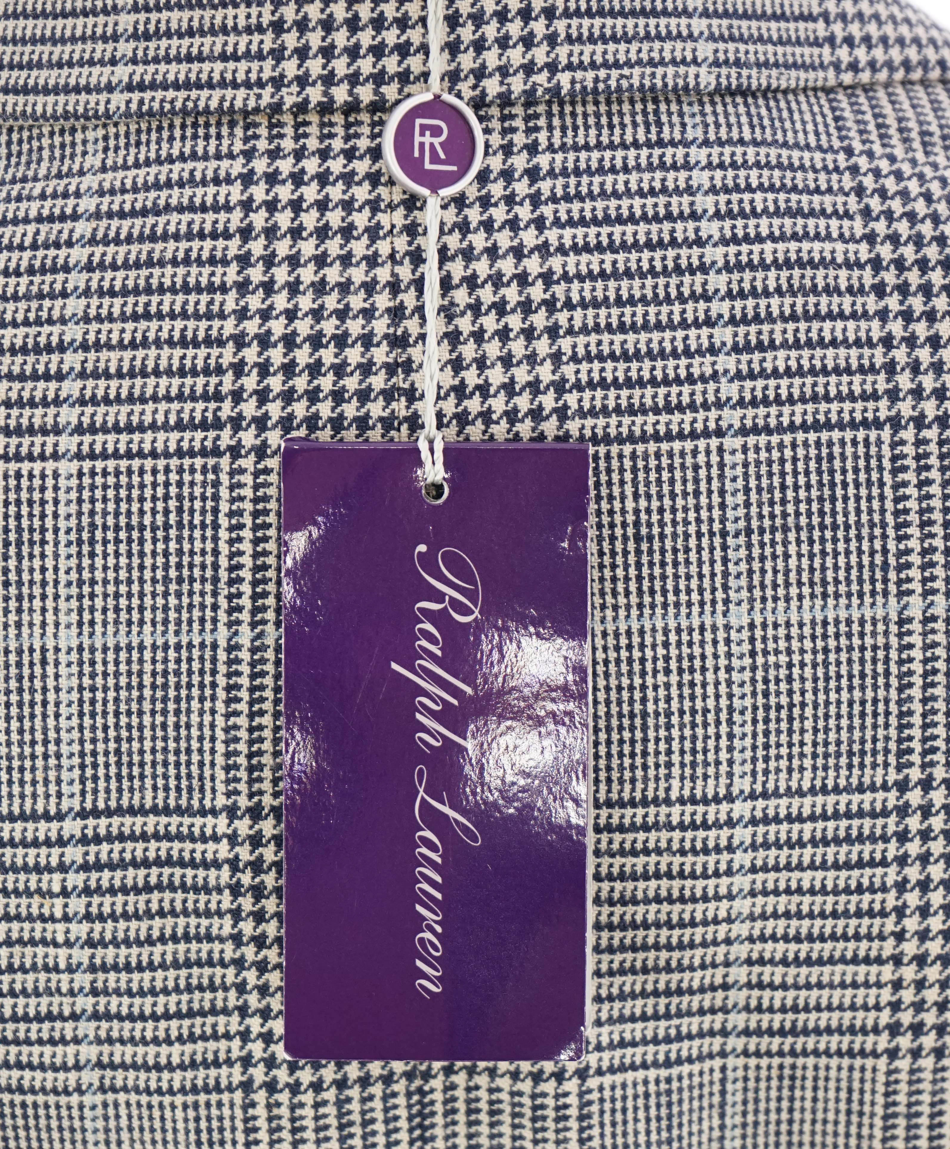 $2,395 RALPH LAUREN PURPLE LABEL - Prince of Wales Check WOOL/SILK/LINEN Blazer - 38R