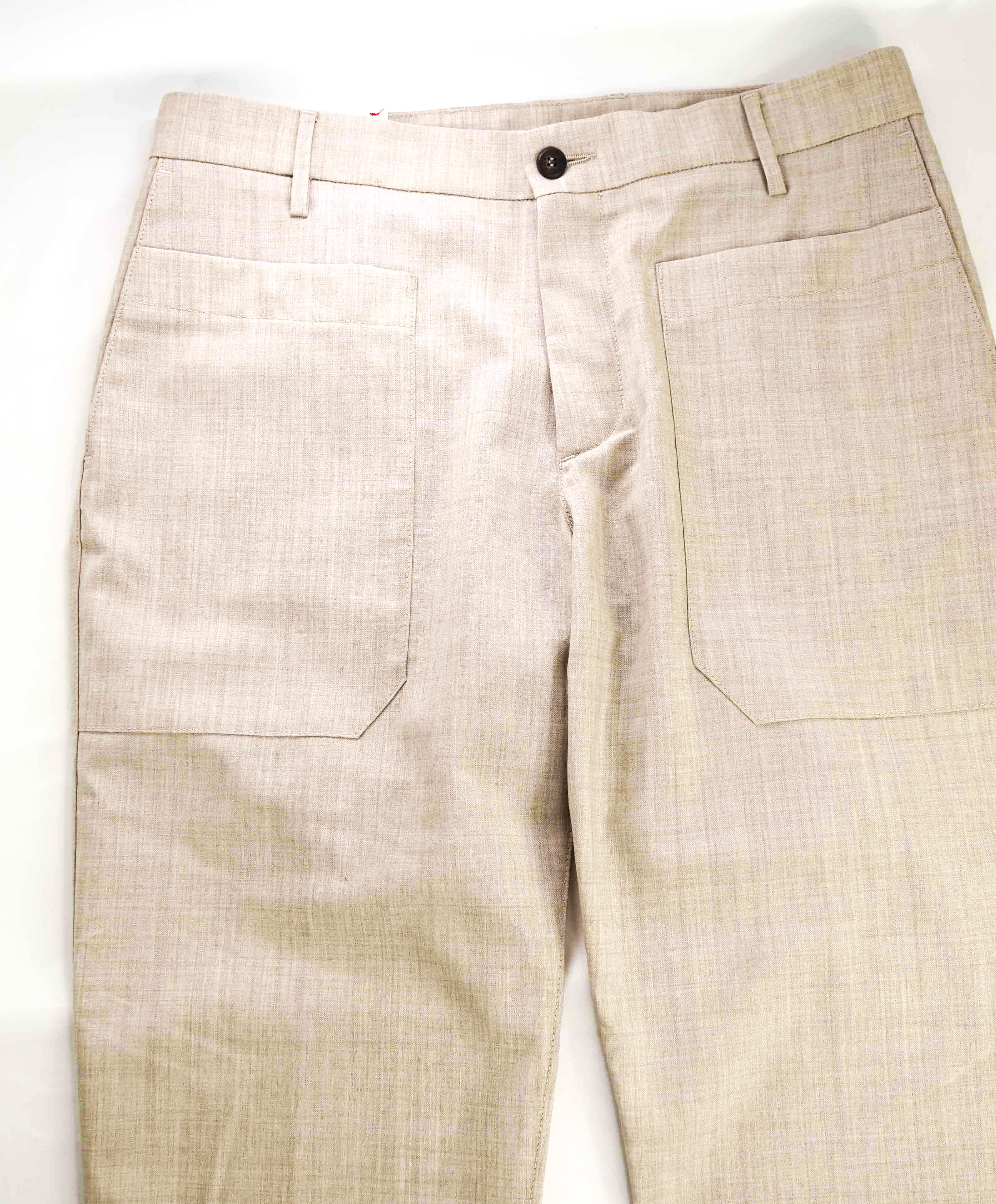 $795 ELEVENTY - WOOL Neutral Cuffed Patch Pocket Flat Front Dress Pants- 33W