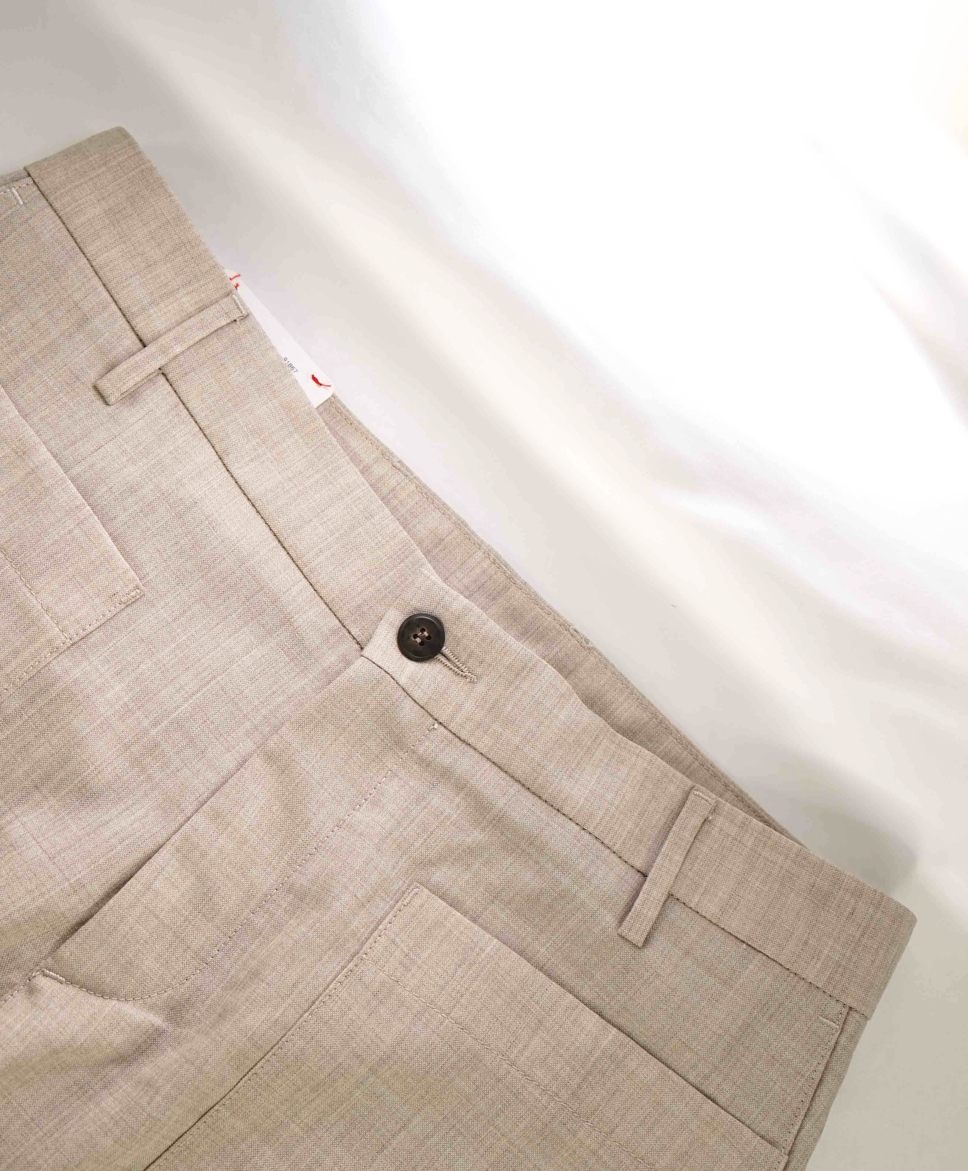 $795 ELEVENTY - WOOL Neutral Cuffed Patch Pocket Flat Front Dress Pants- 33W